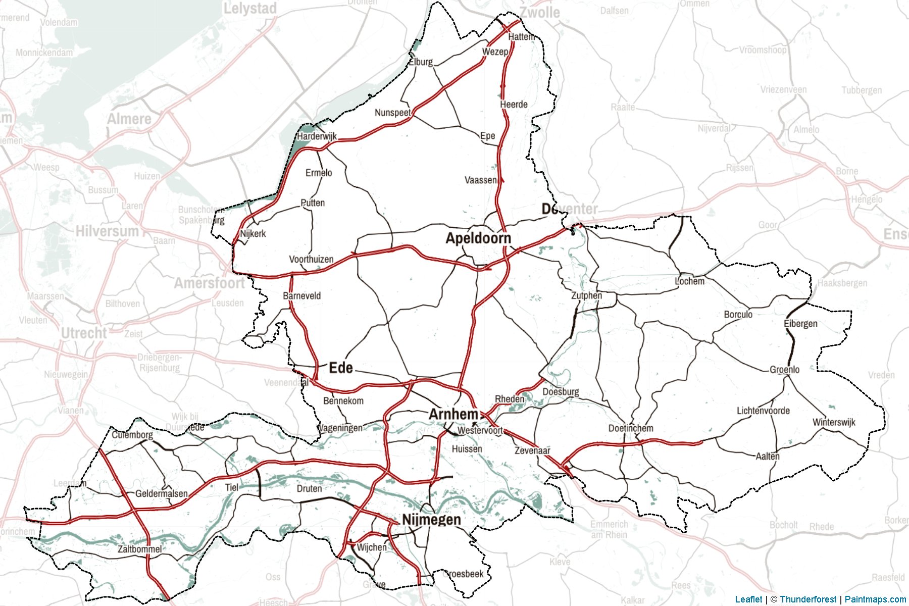 Muestras de recorte de mapas Gelderland (Países Bajos)-2