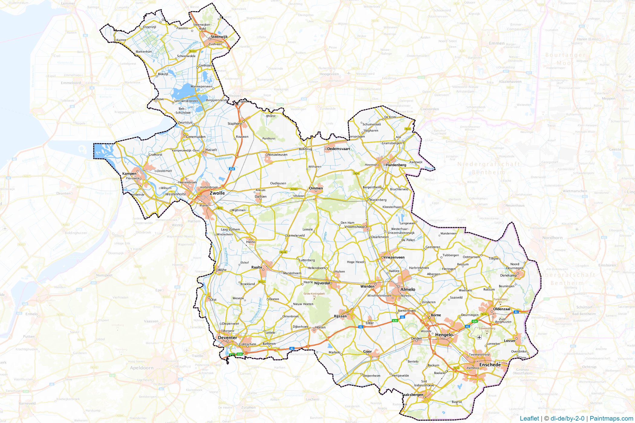 Muestras de recorte de mapas Overijssel (Países Bajos)-1