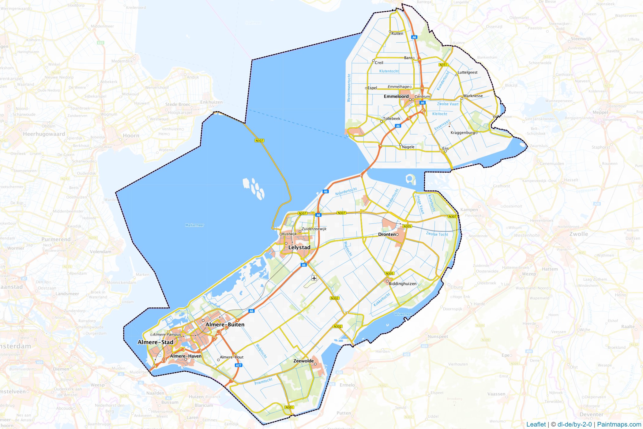 Muestras de recorte de mapas Flevoland (Países Bajos)-1