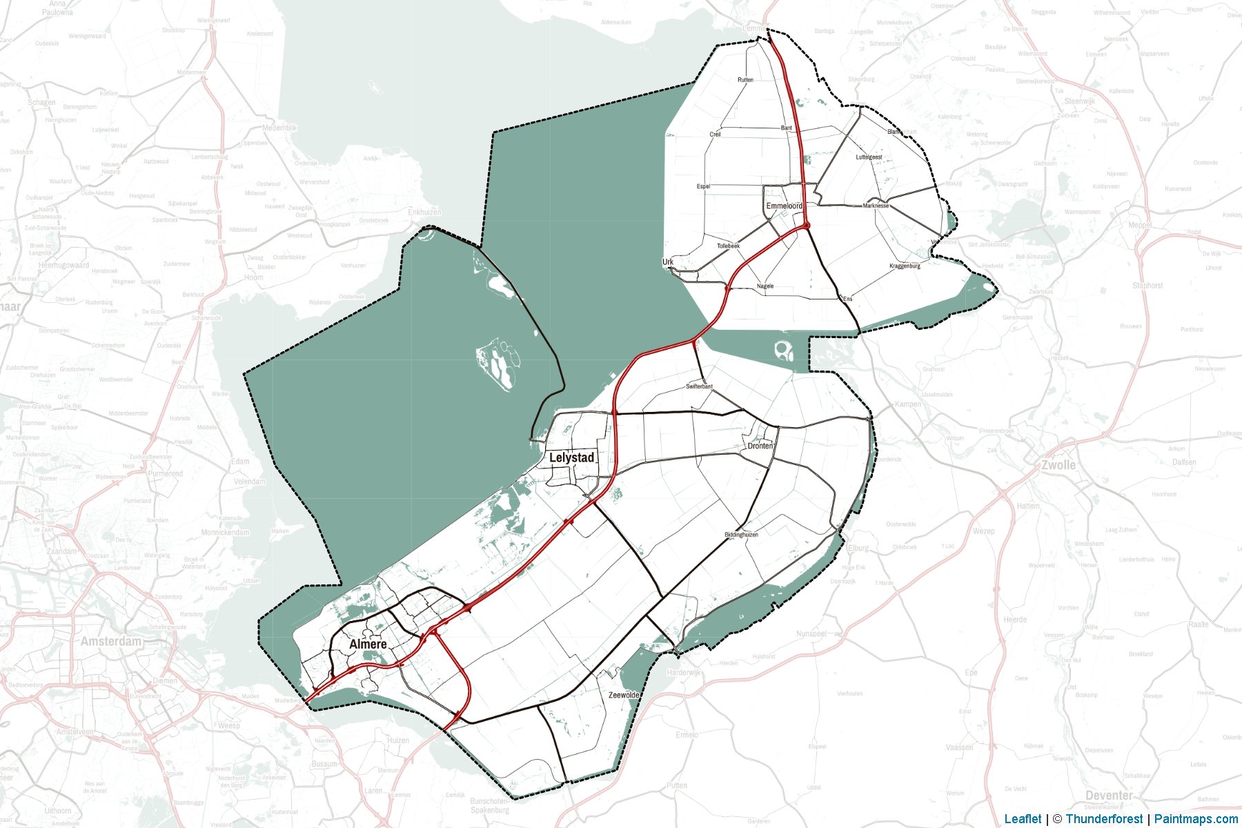 Muestras de recorte de mapas Flevoland (Países Bajos)-2