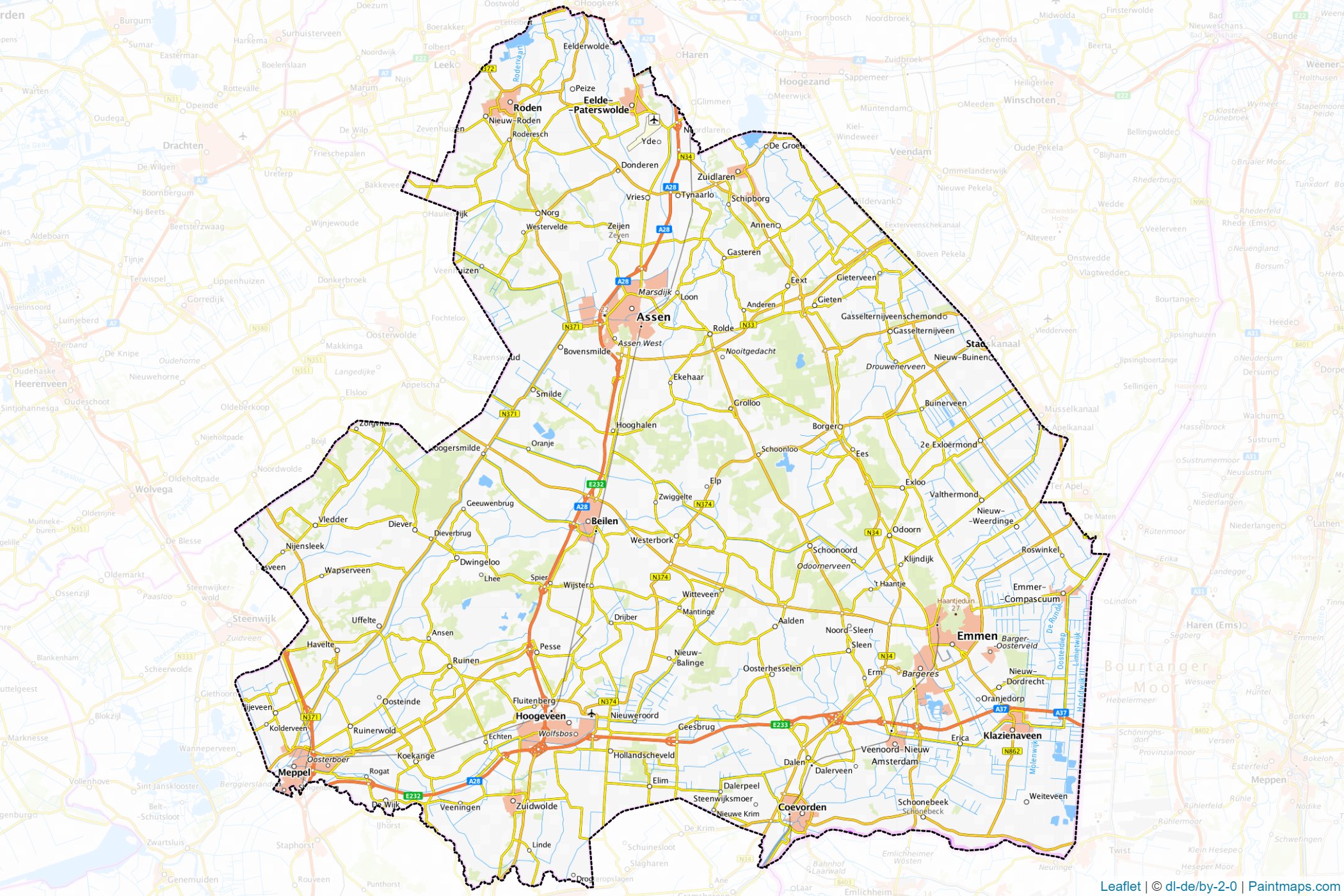 Muestras de recorte de mapas Drenthe (Países Bajos)-1