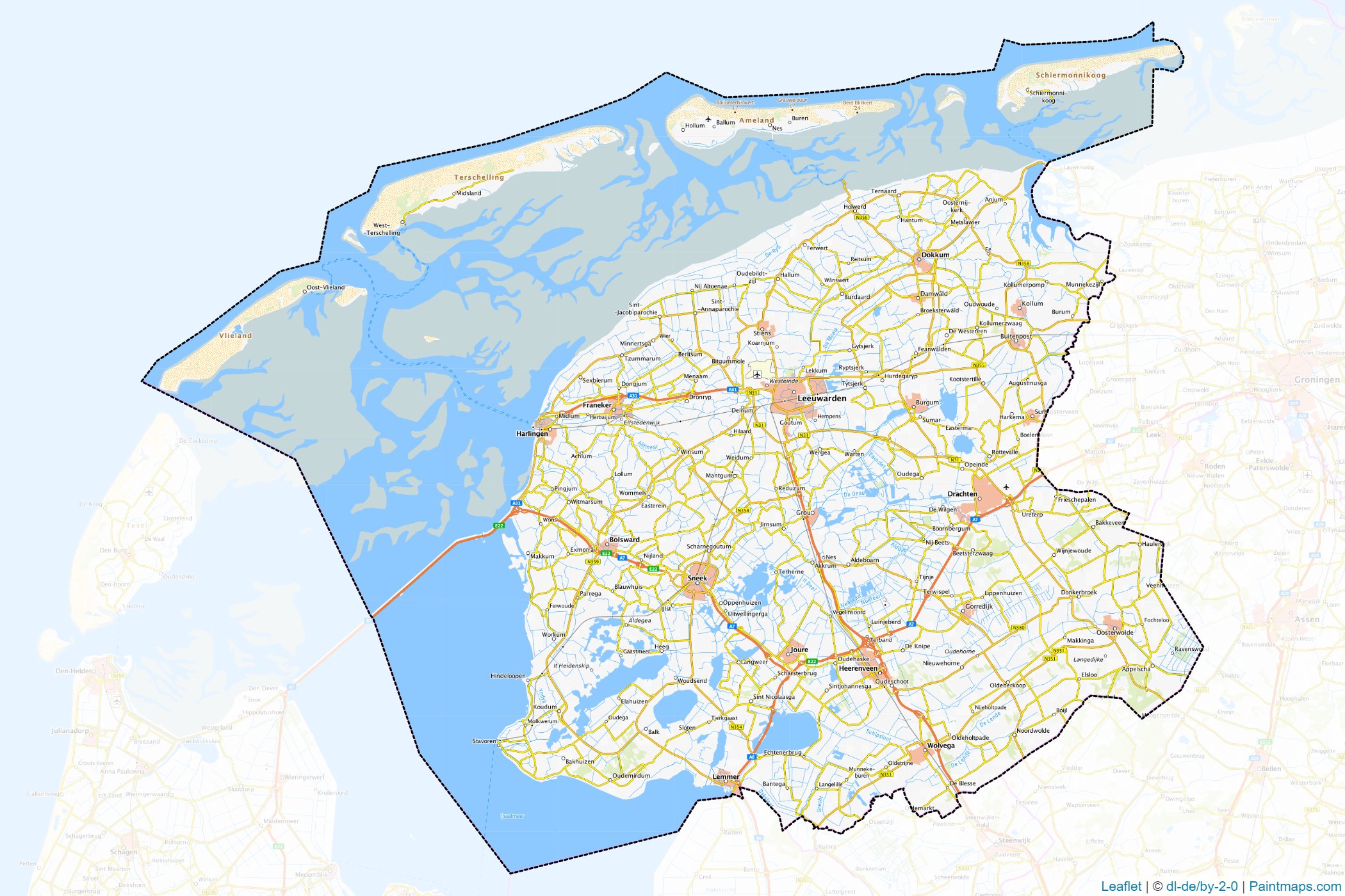 Friesland (Netherlands) Map Cropping Samples-1