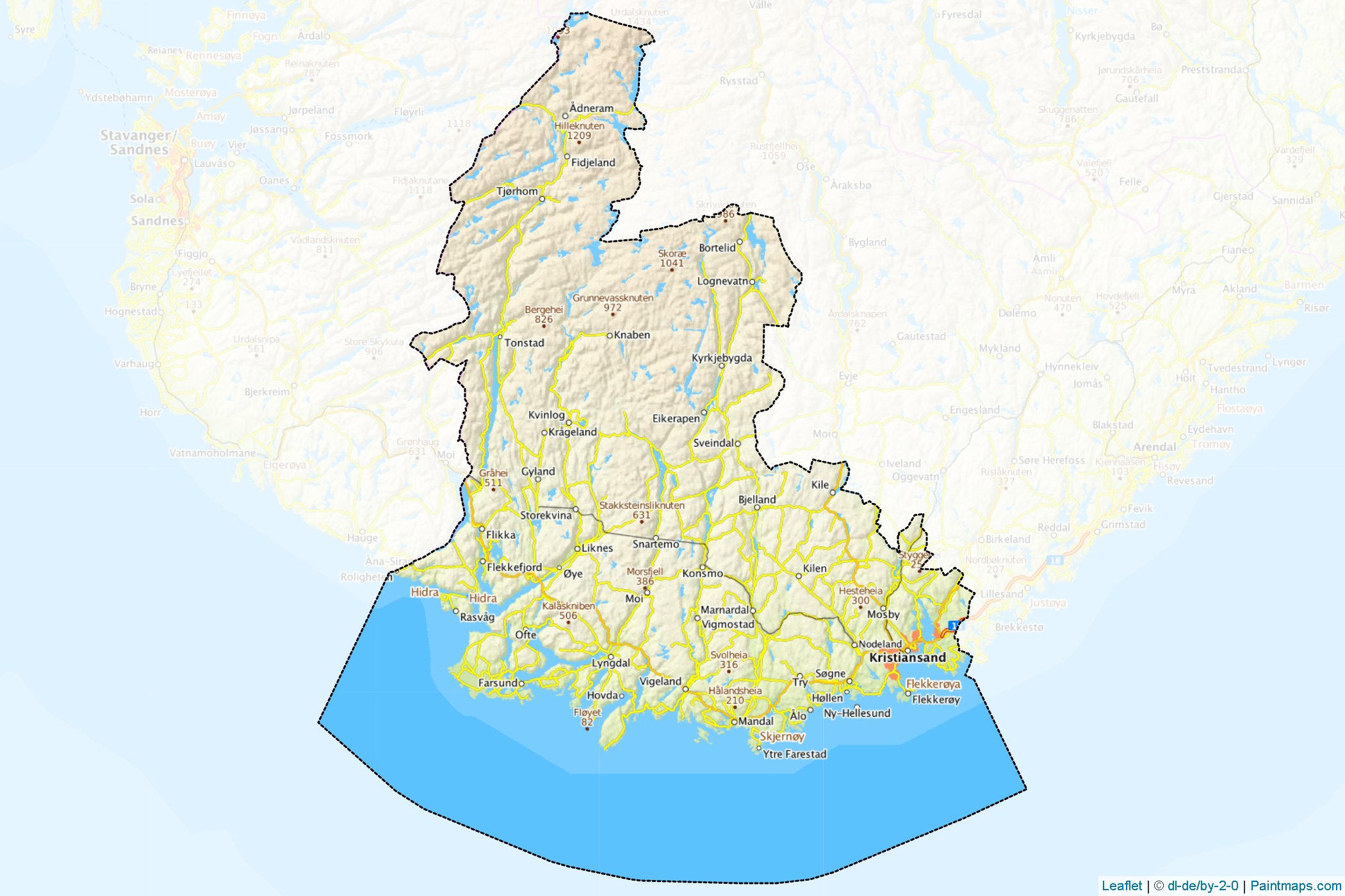 Vest-Agder (Norveç) Haritası Örnekleri-1