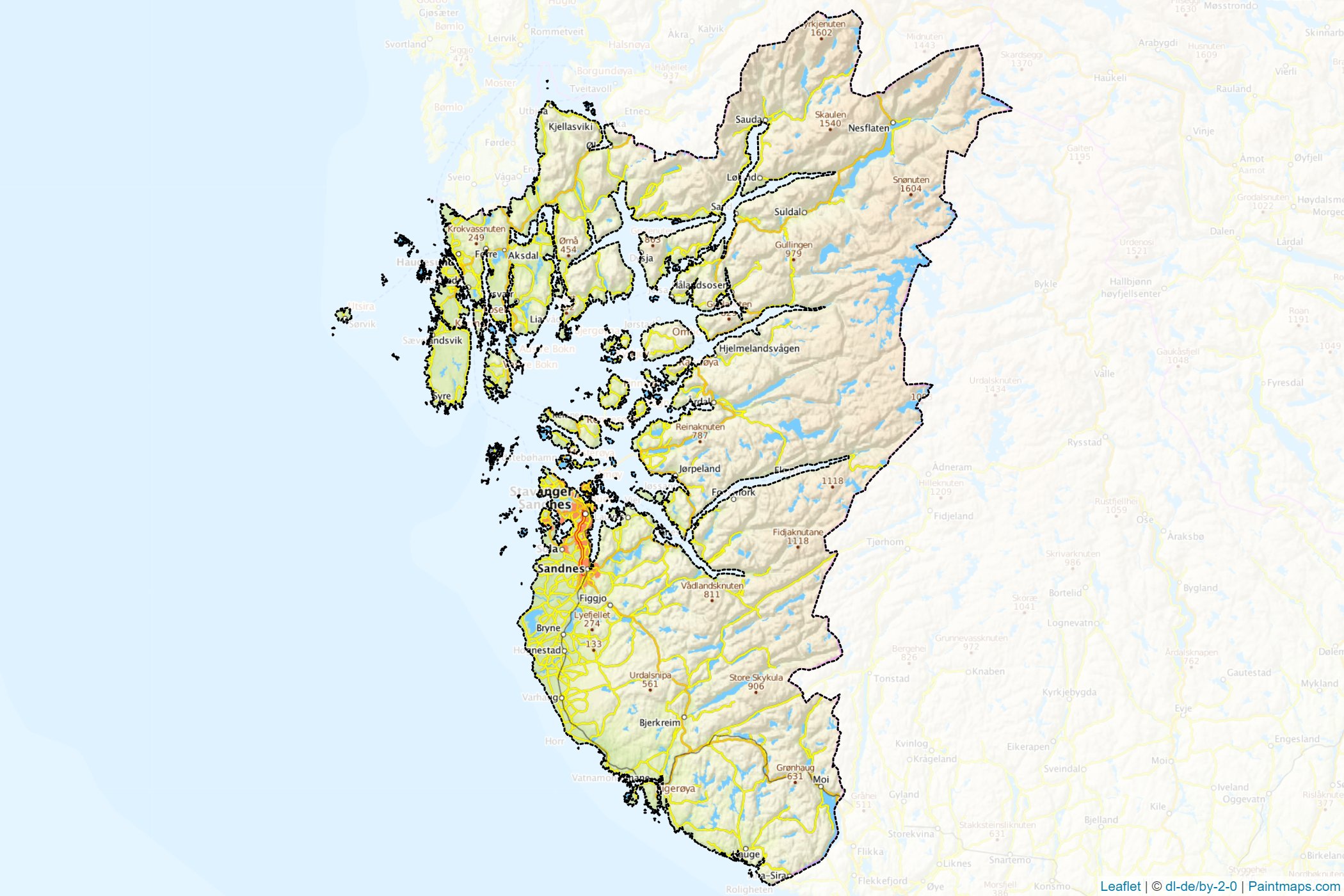 Muestras de recorte de mapas Rogaland (Noruega)-1