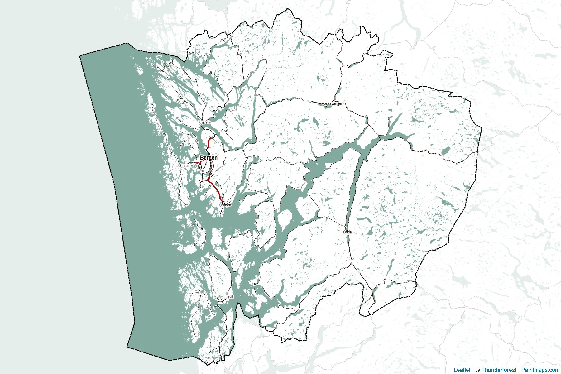 Muestras de recorte de mapas Hordaland (Noruega)-2