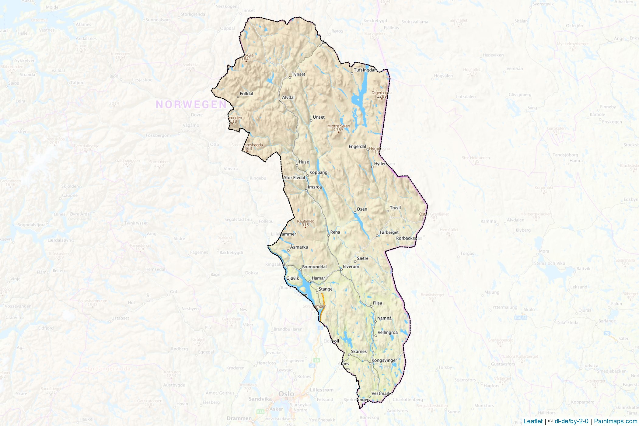 Hedmark (Norway) Map Cropping Samples-1