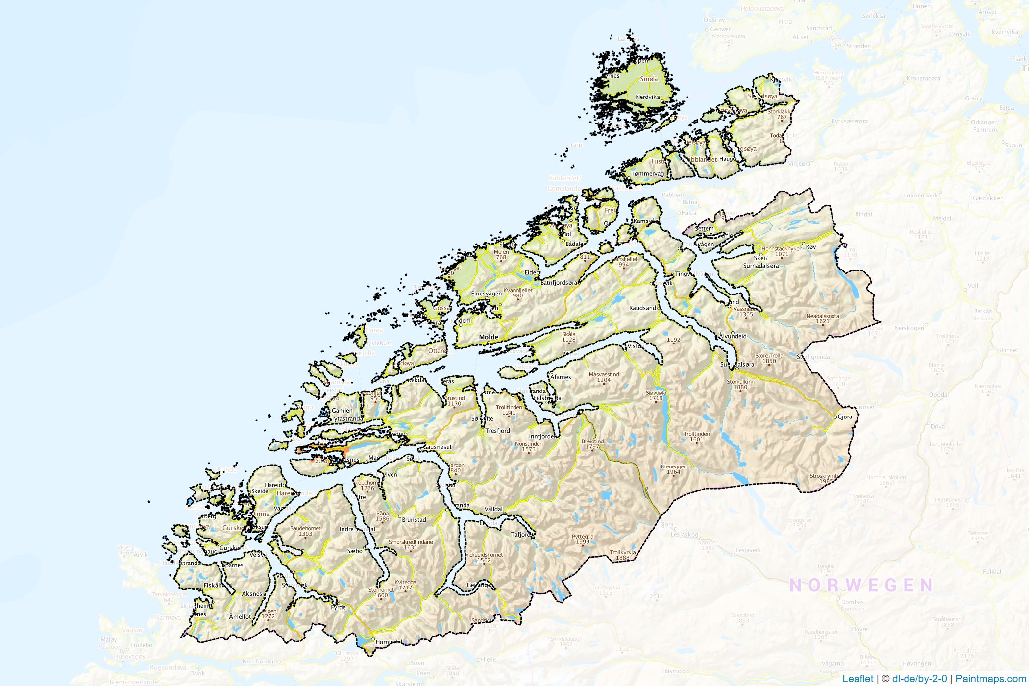 Muestras de recorte de mapas Møre og Romsdal (Noruega)-1