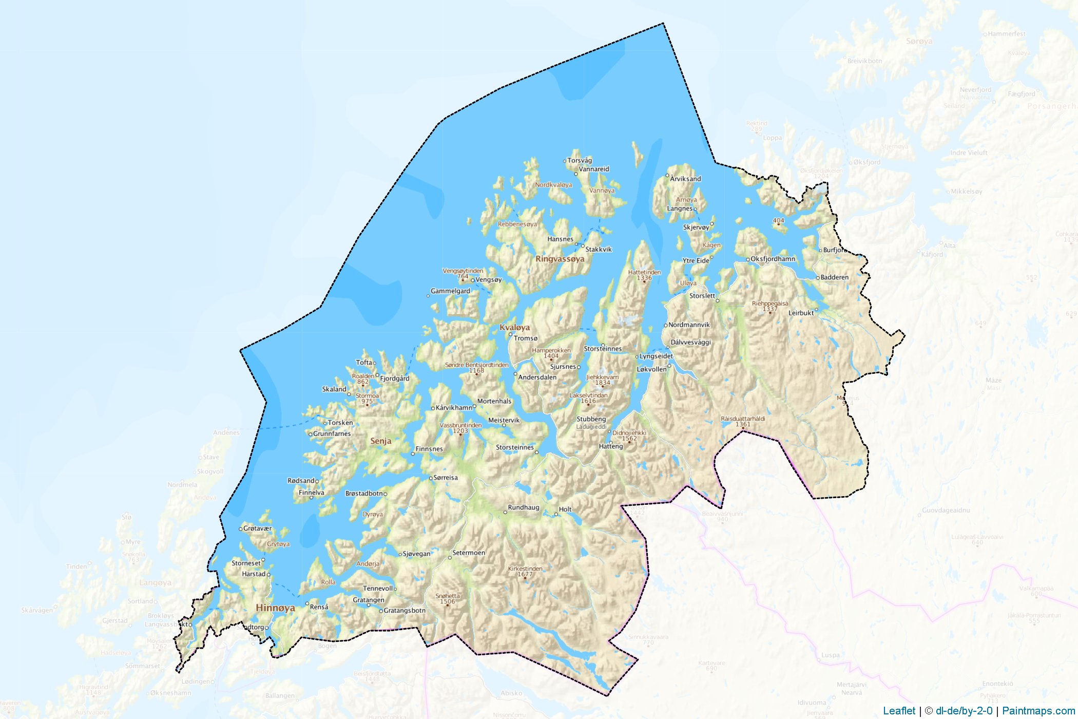 Muestras de recorte de mapas Troms (Noruega)-1