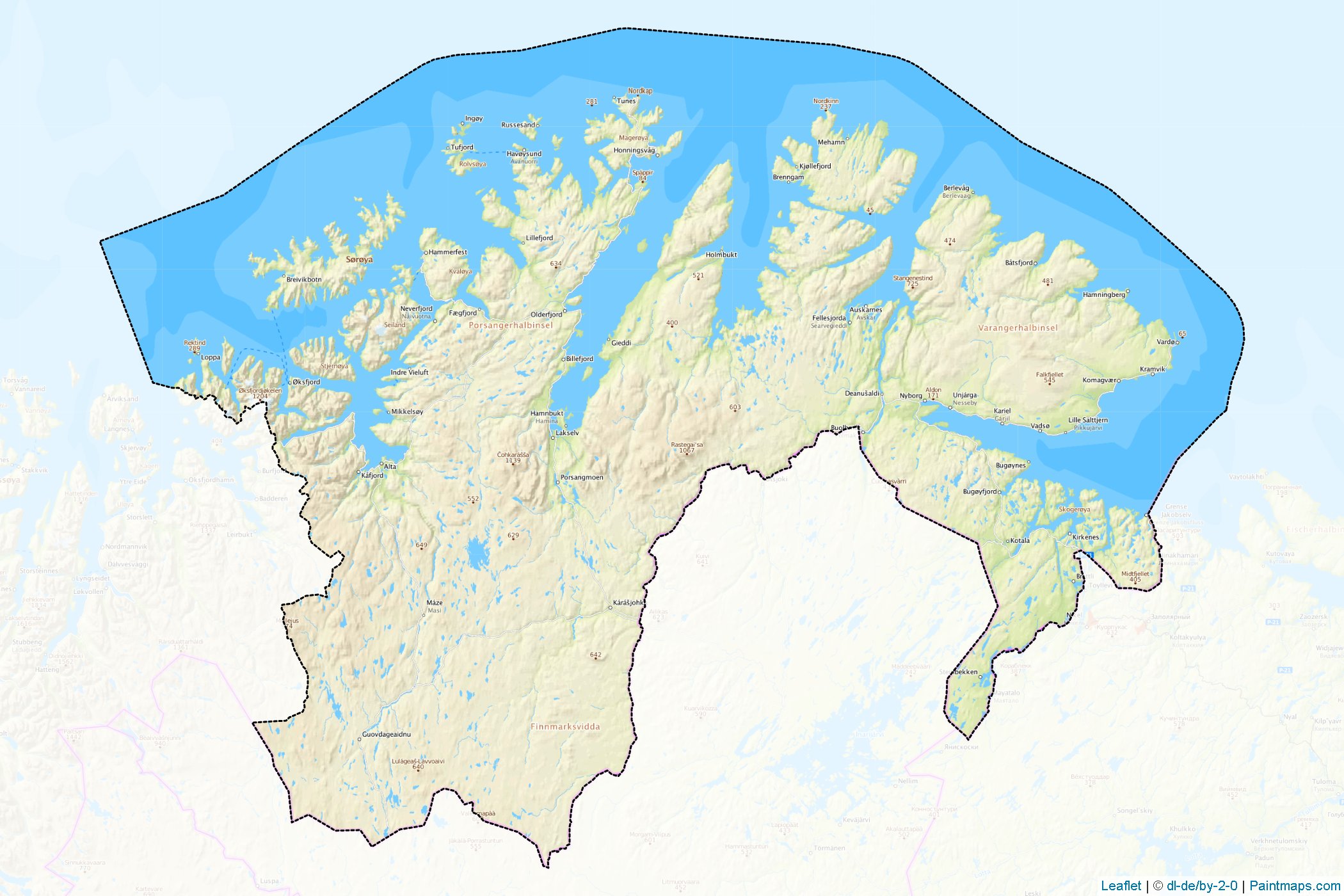 Muestras de recorte de mapas Finnmark (Noruega)-1