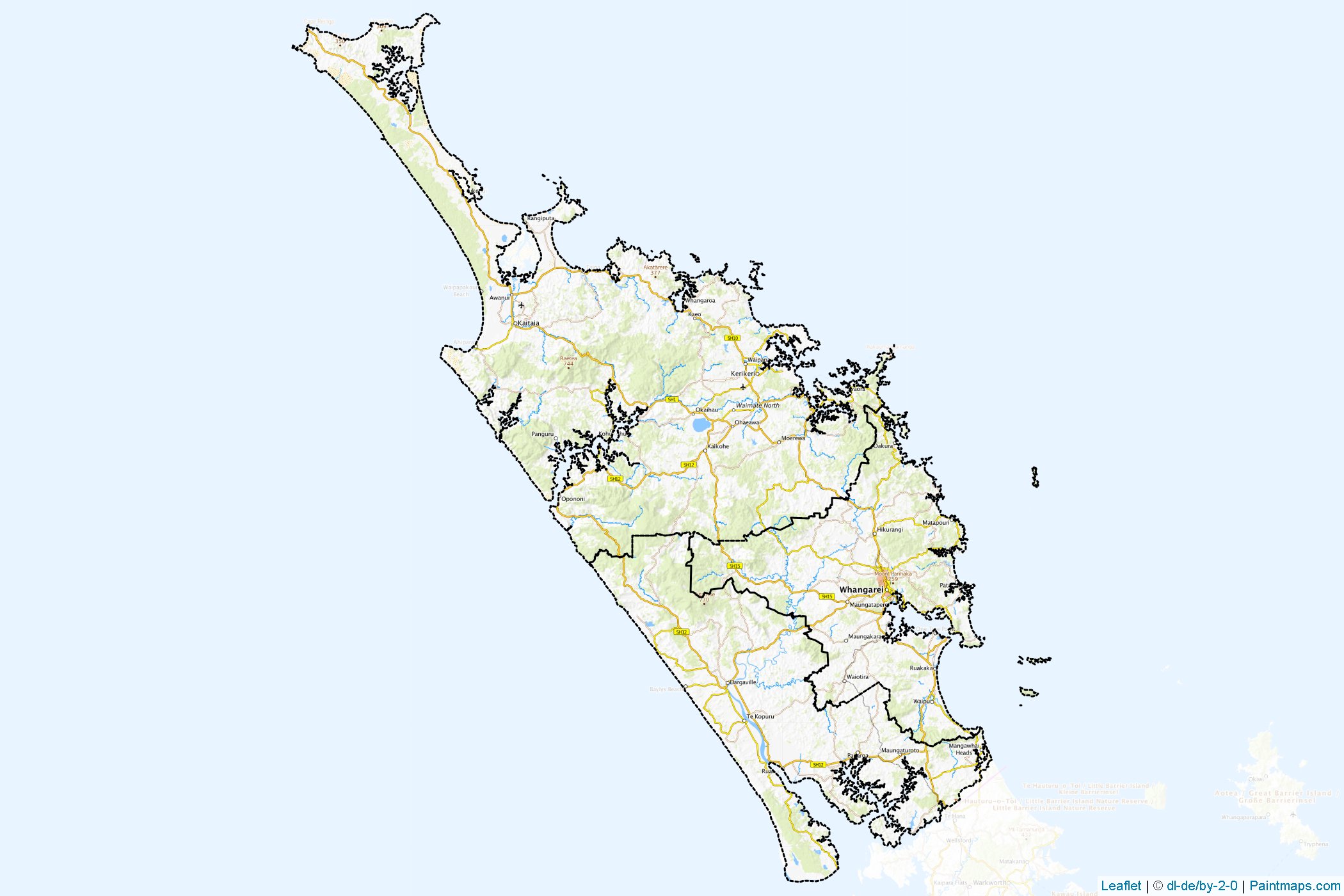 Muestras de recorte de mapas Northland Region (Nueva Zelanda)-1