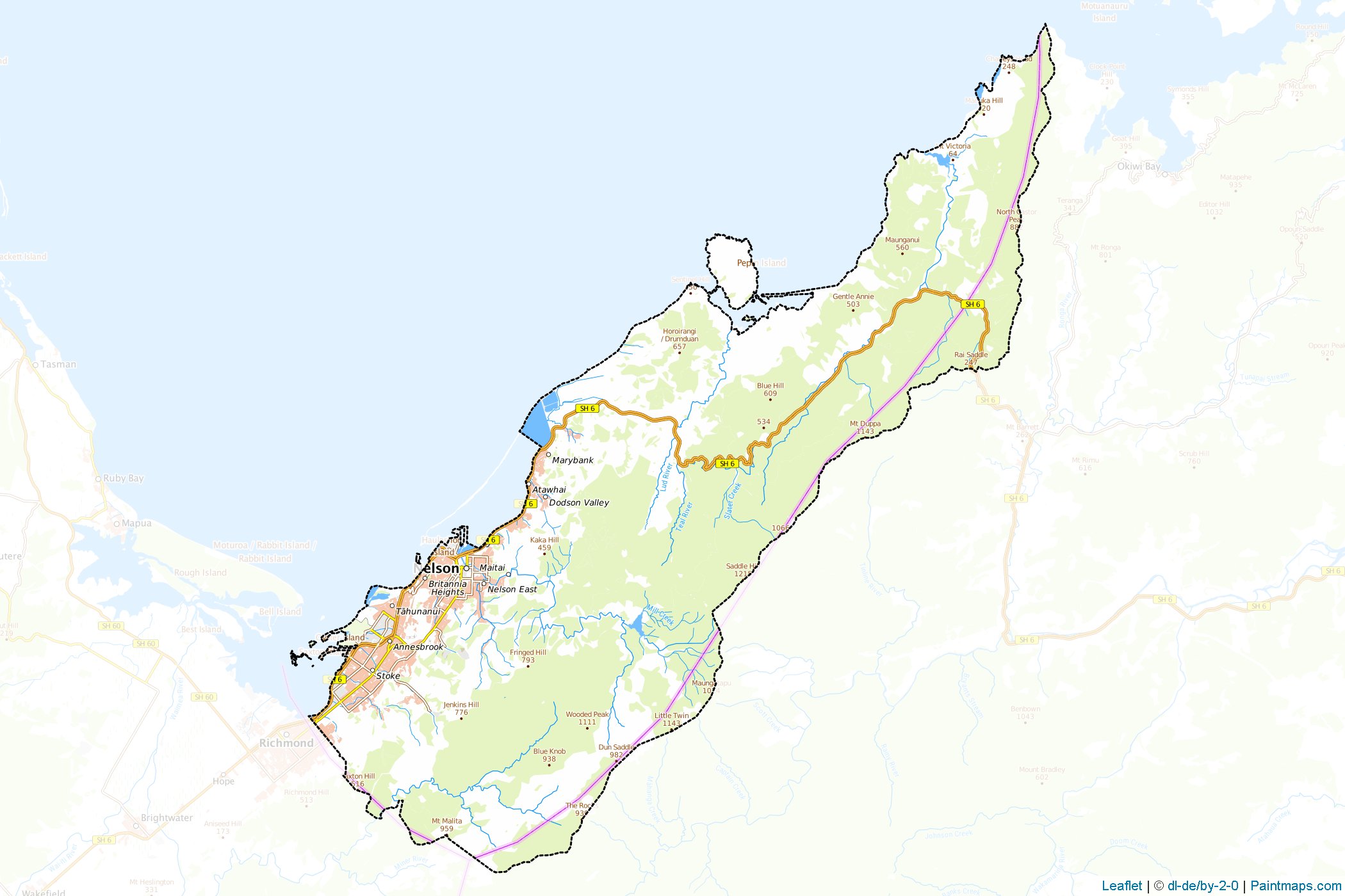 Muestras de recorte de mapas Nelson Region (Nueva Zelanda)-1