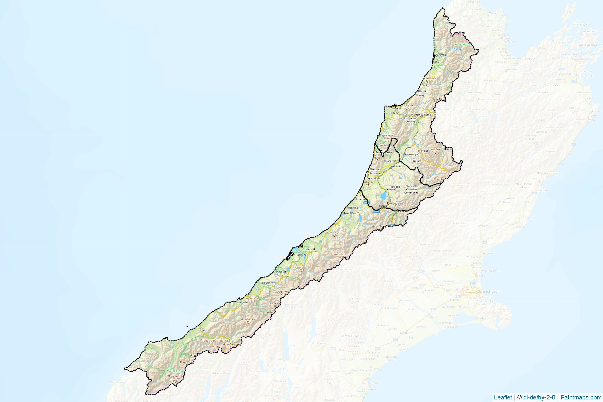 Batı Sahili Bölgesi (Yeni Zelanda) Haritası Örnekleri-1