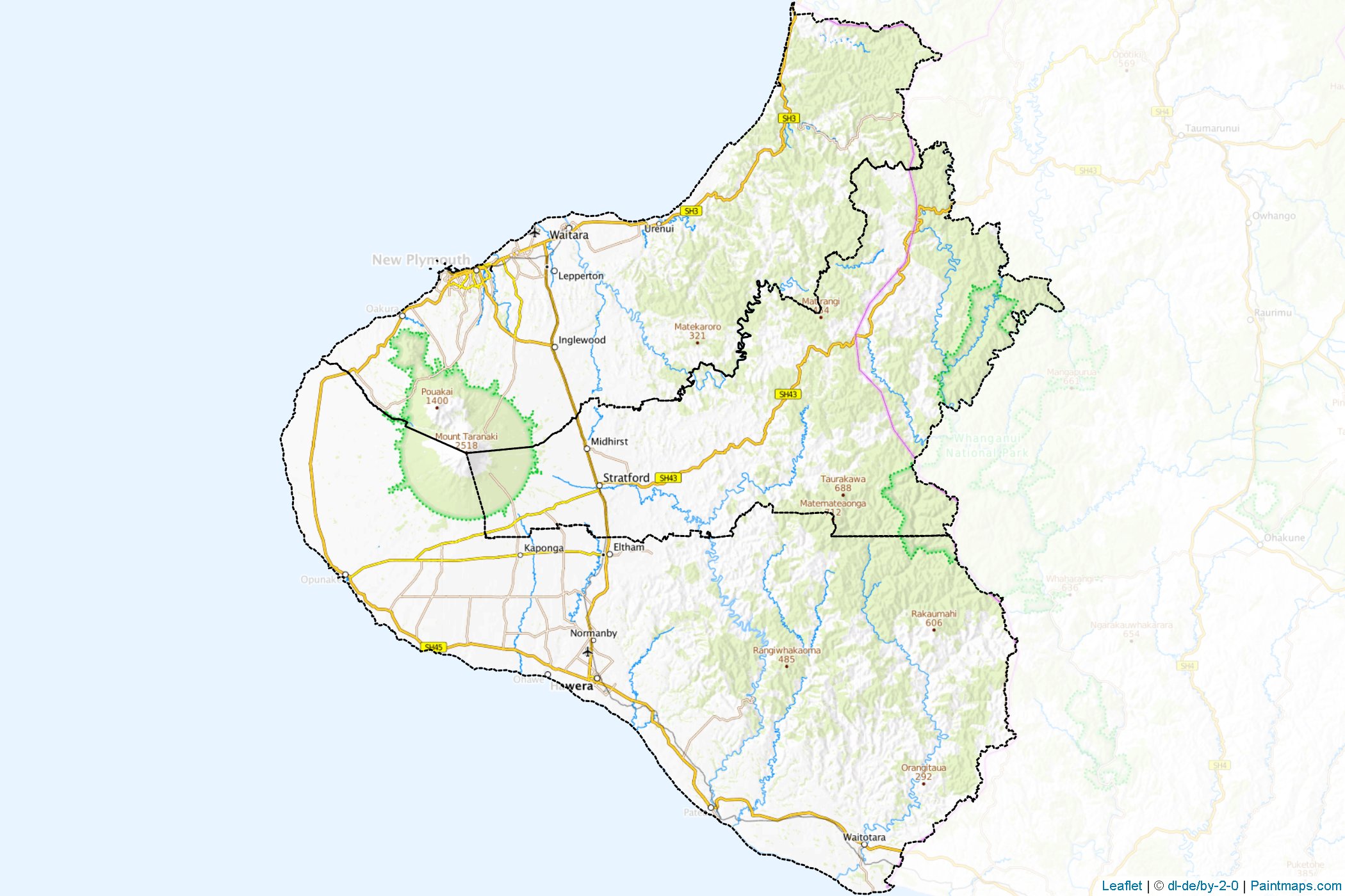 Muestras de recorte de mapas Taranaki Region (Nueva Zelanda)-1