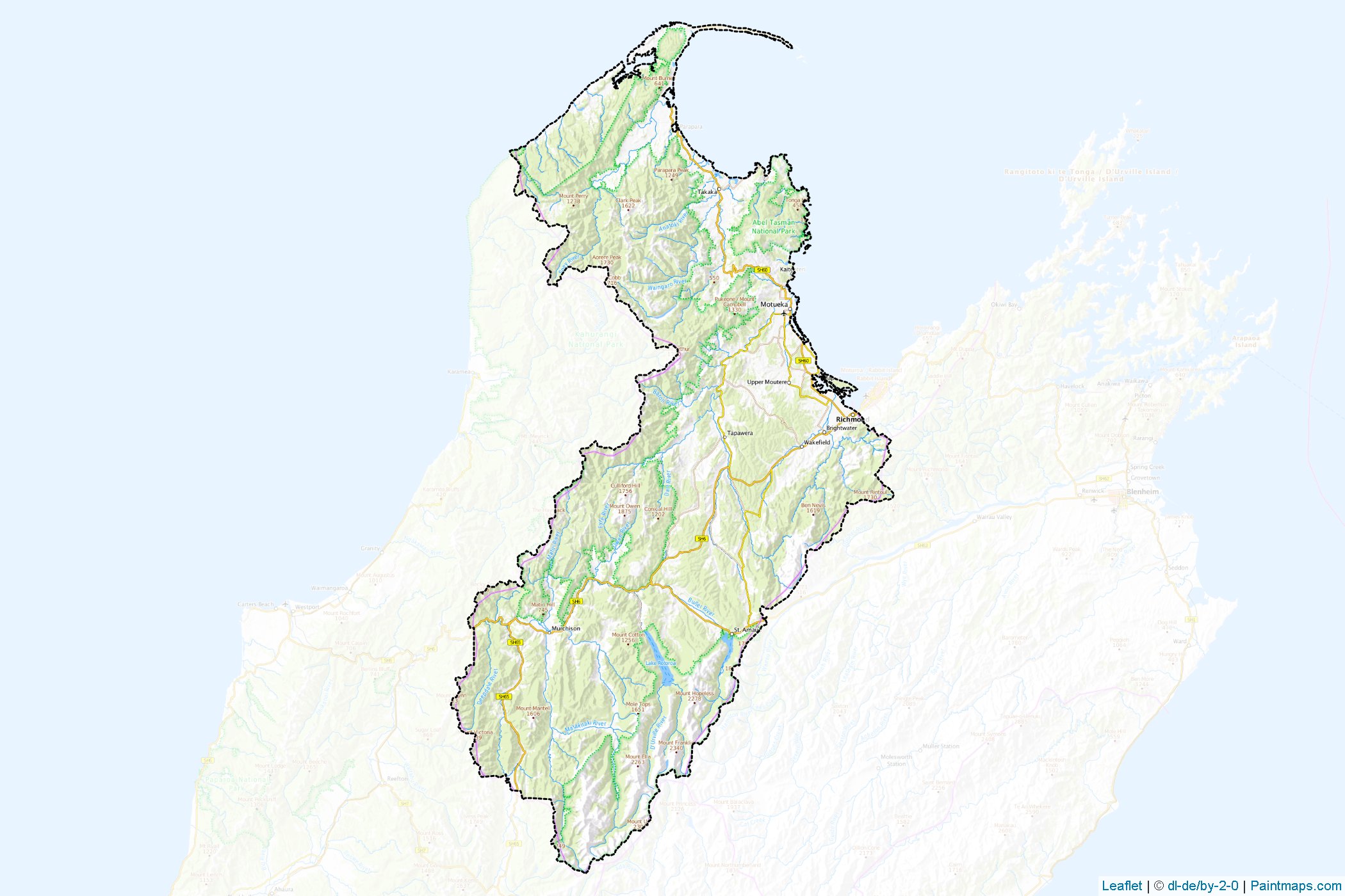 Muestras de recorte de mapas Tasman Region (Nueva Zelanda)-1