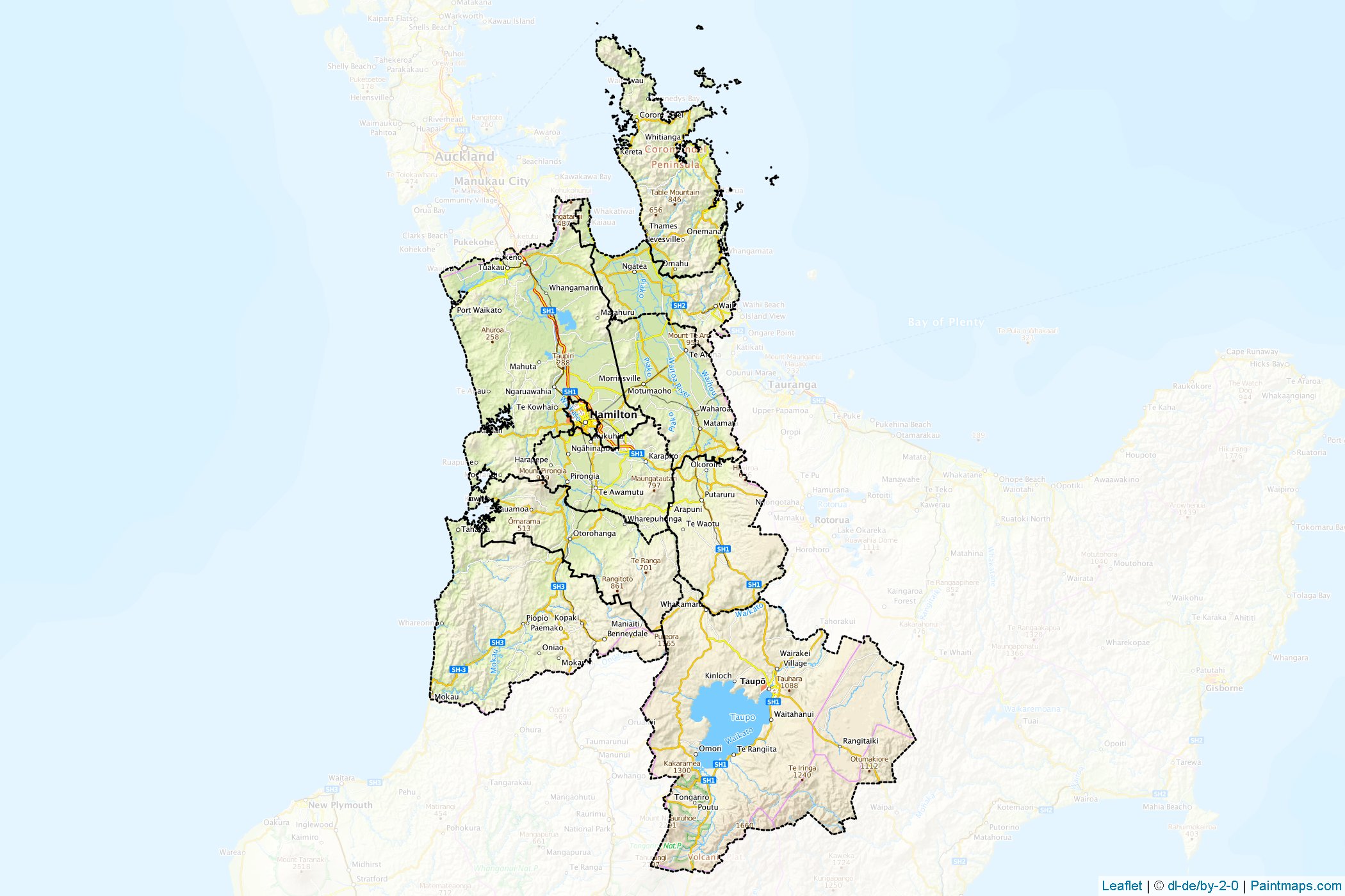 Muestras de recorte de mapas Waikato Region (Nueva Zelanda)-1