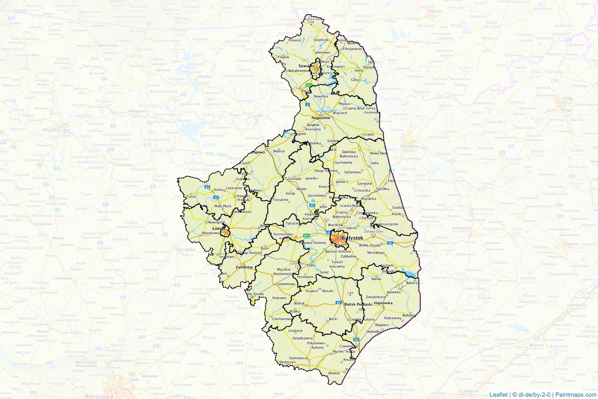 Muestras de recorte de mapas Podlaskie (Polonia)-1