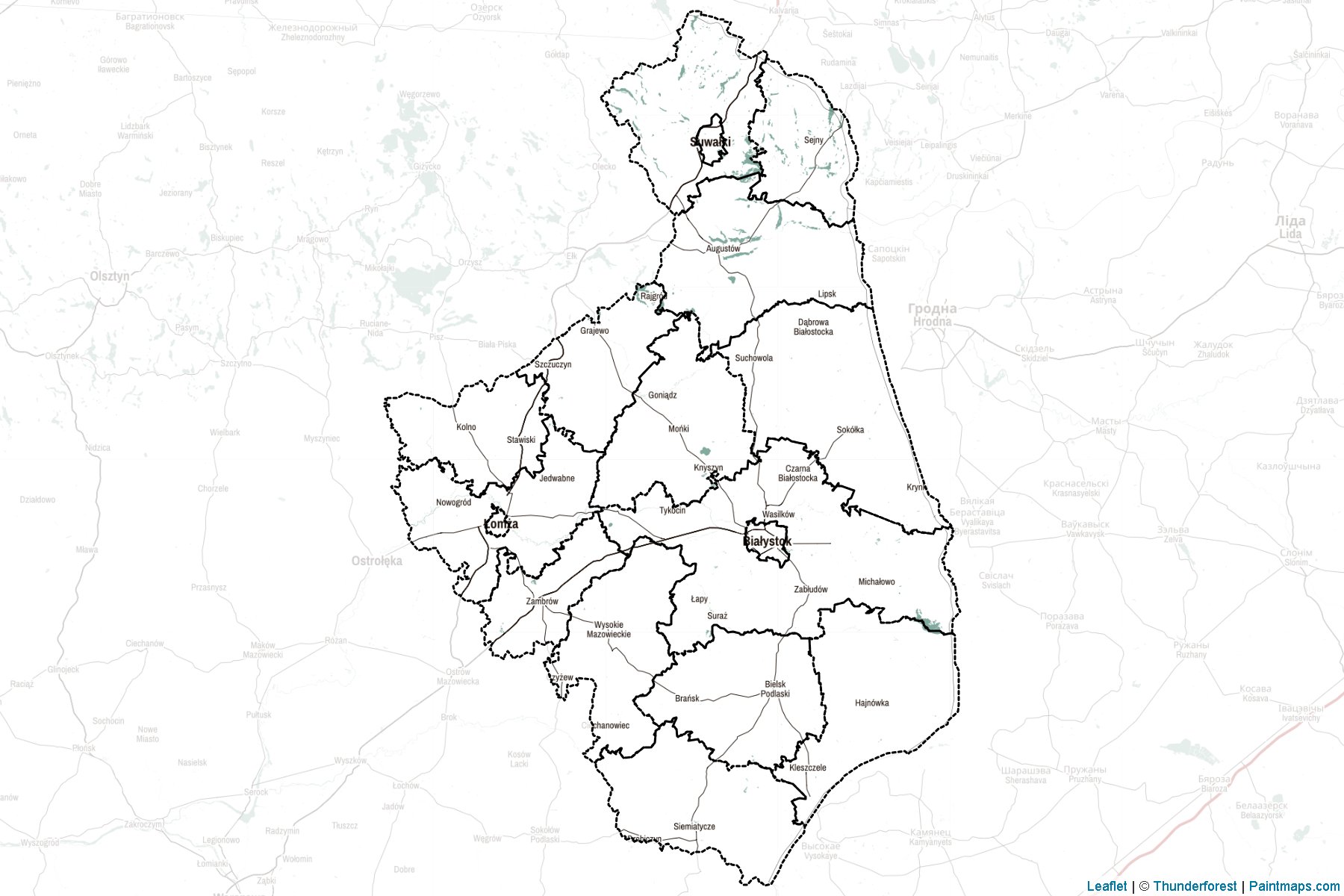 Muestras de recorte de mapas Podlaskie (Polonia)-2