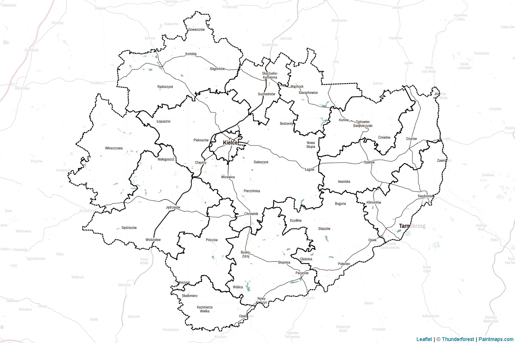 Muestras de recorte de mapas Świętokrzyskie (Polonia)-2