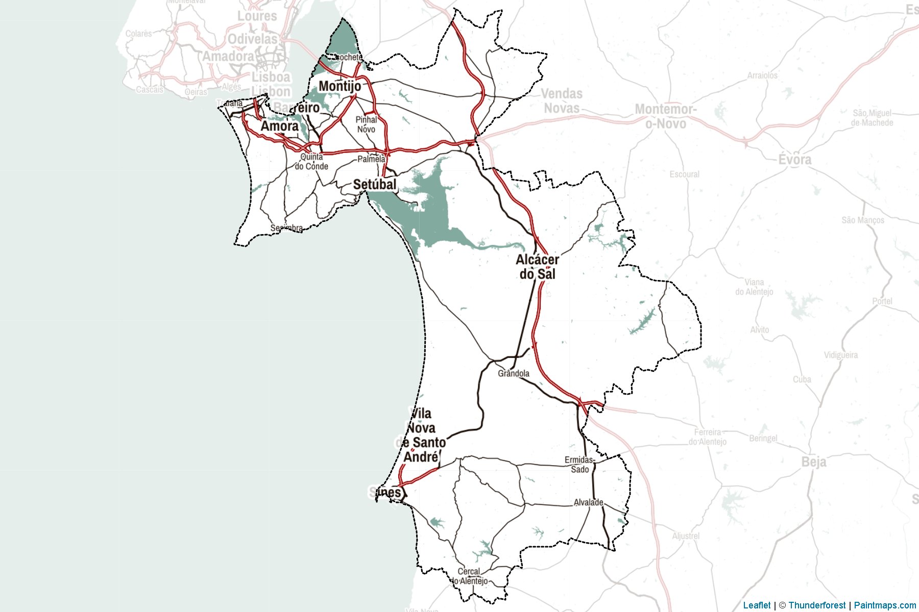 Setúbal District (Portugal) Map Cropping Samples-2