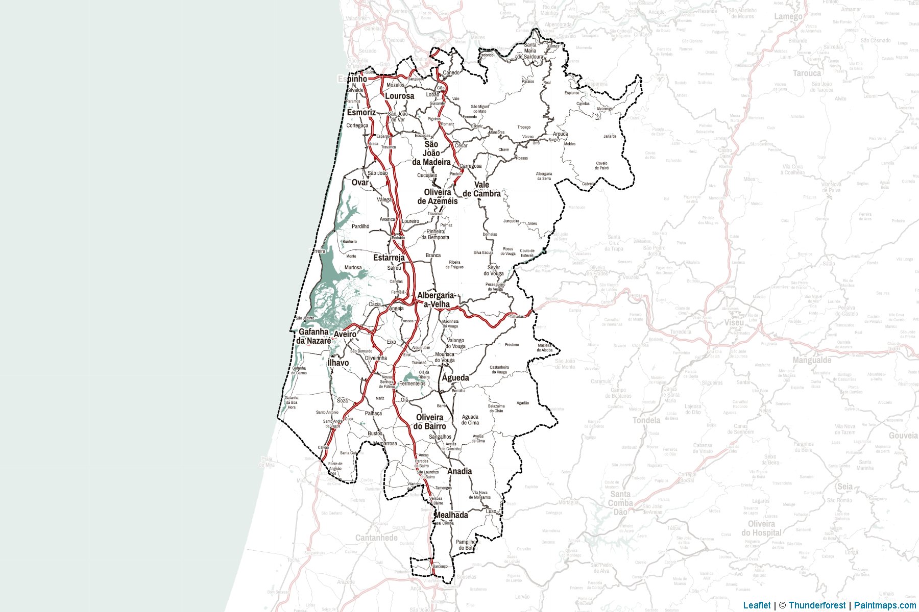 Muestras de recorte de mapas Aveiro (Portugal)-2