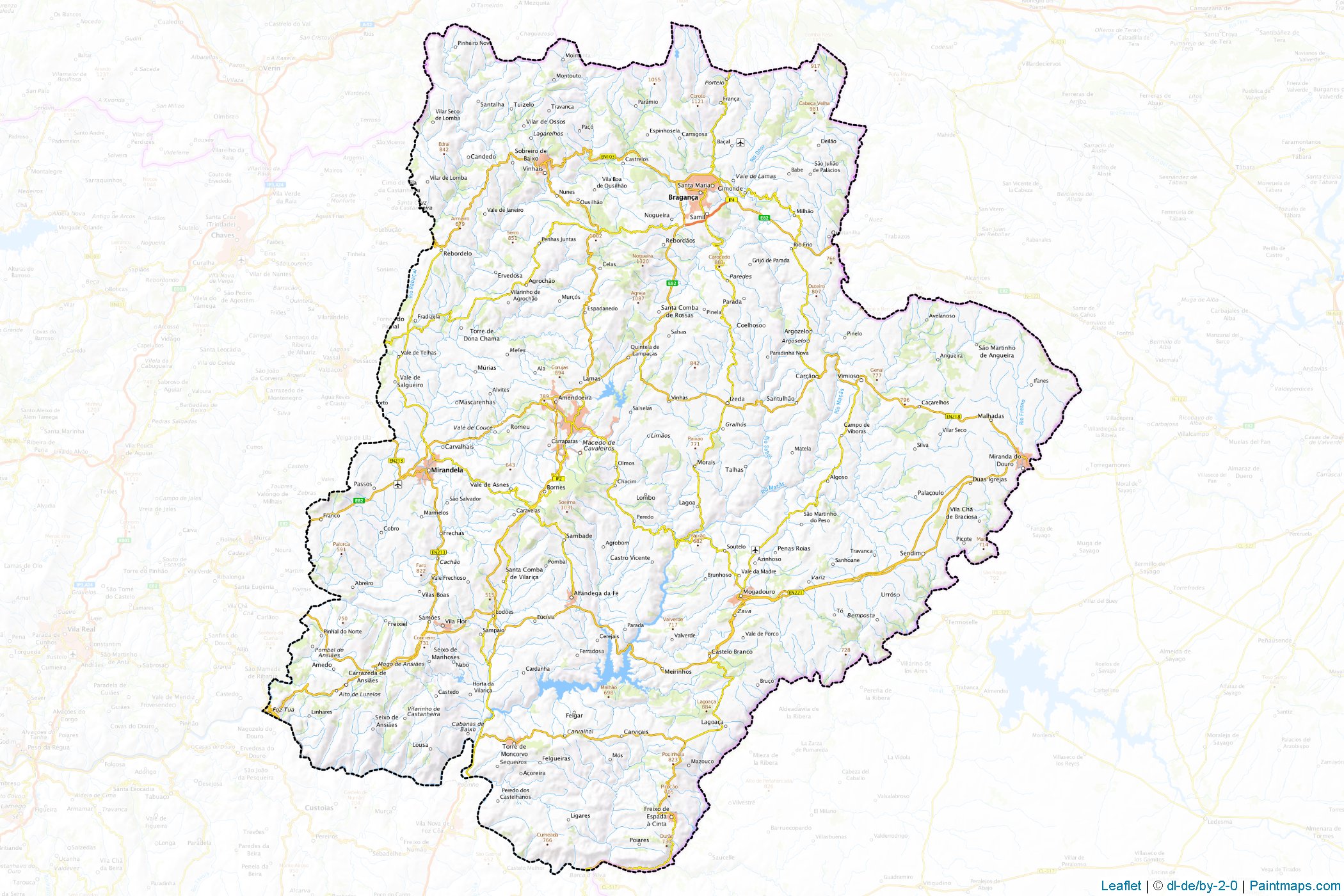 Braganza District (Portugal) Map Cropping Samples-1