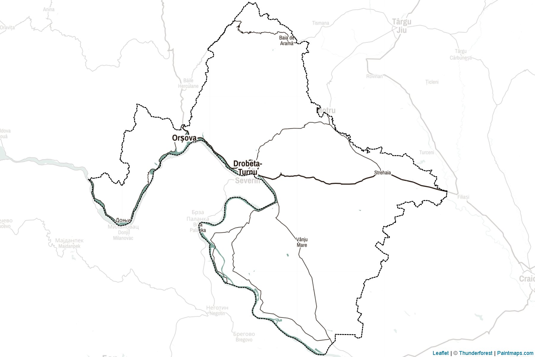 Muestras de recorte de mapas Mehedinţi (Rumania)-2