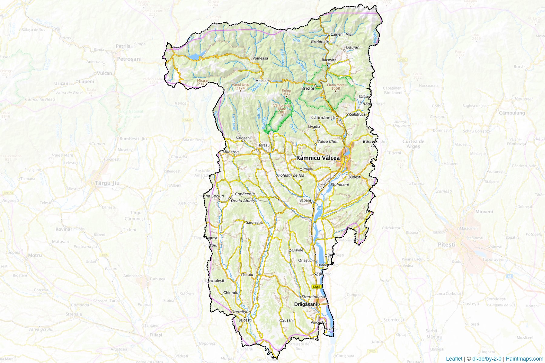 Muestras de recorte de mapas Vâlcea (Rumania)-1