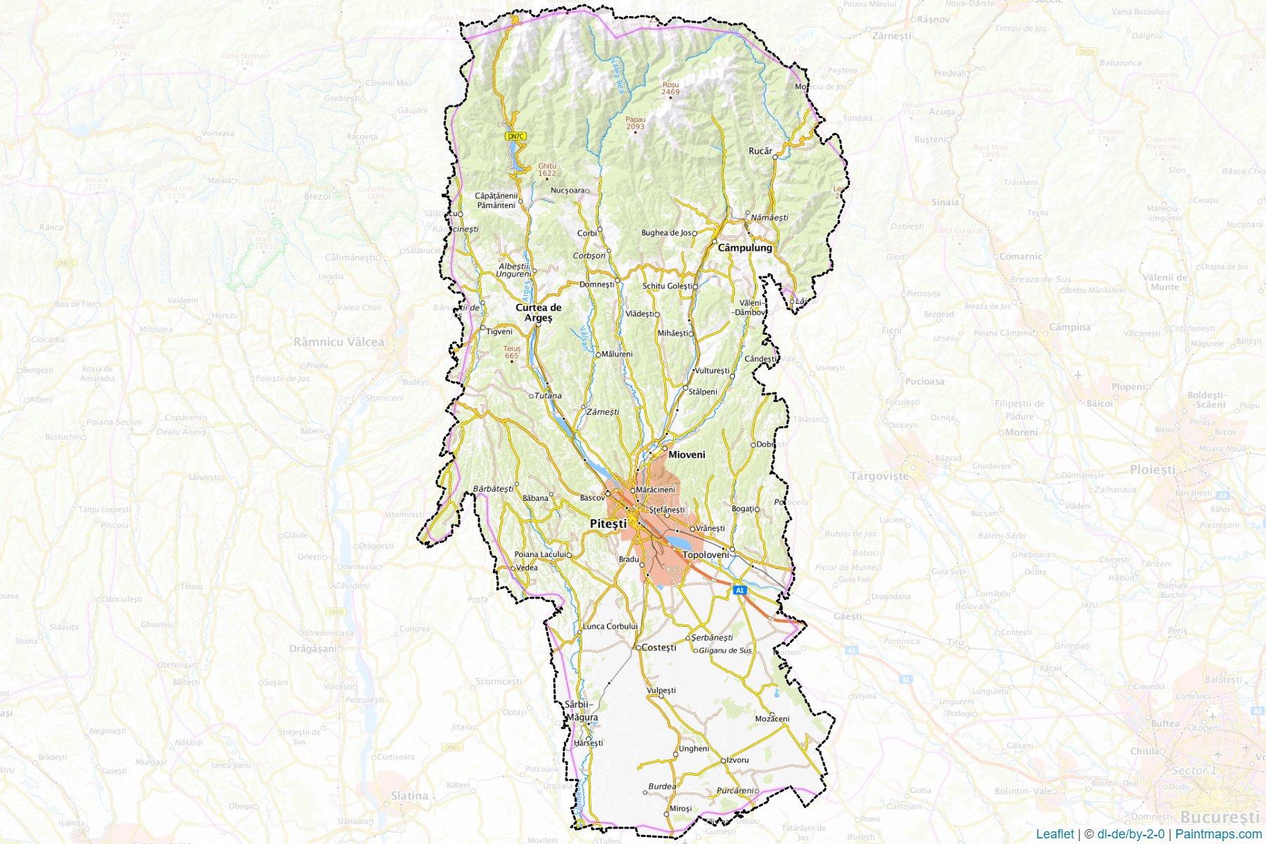 Muestras de recorte de mapas Argeş (Rumania)-1