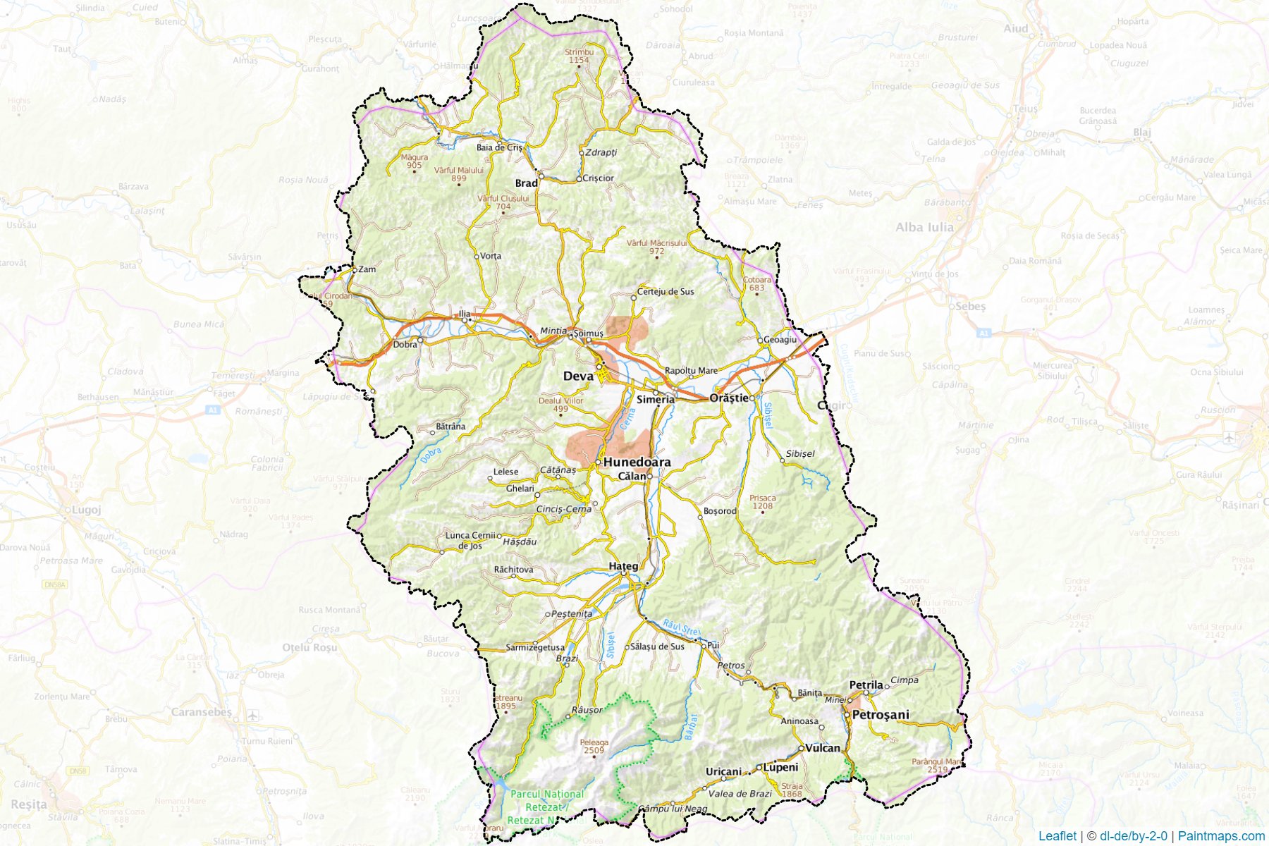 Muestras de recorte de mapas Hunedoara (Rumania)-1