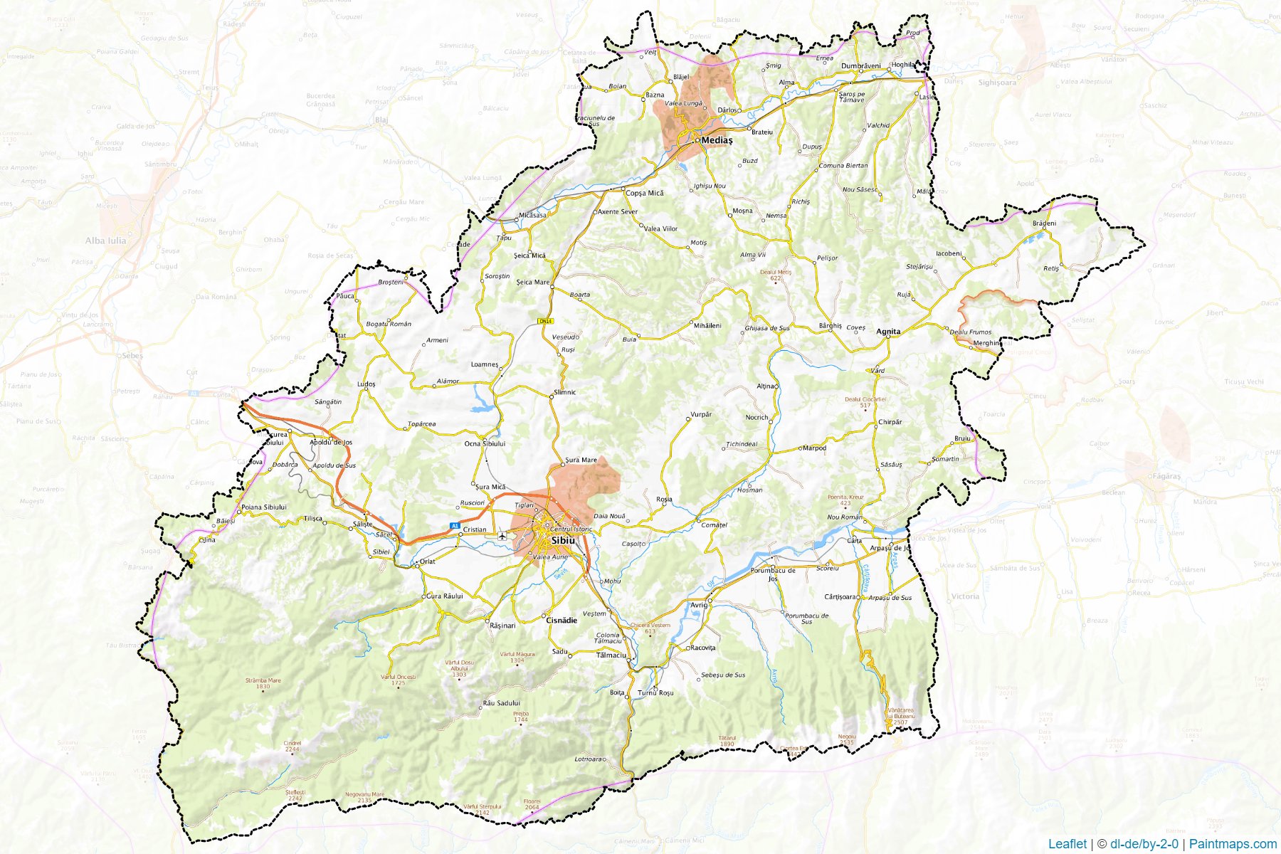 Muestras de recorte de mapas Sibiu (Rumania)-1