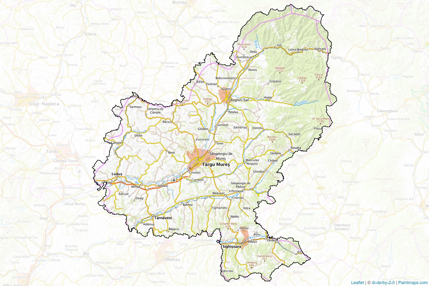 Muestras de recorte de mapas Mureş (Rumania)-1