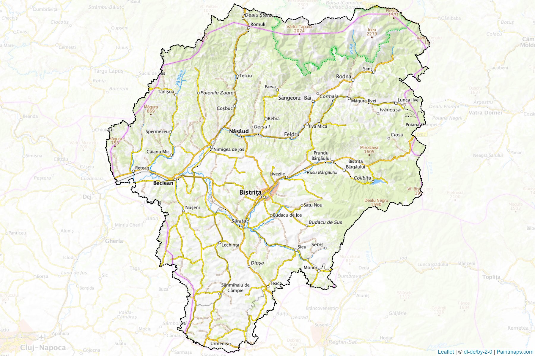 Bistrita-Nasaud (Romania) Map Cropping Samples-1