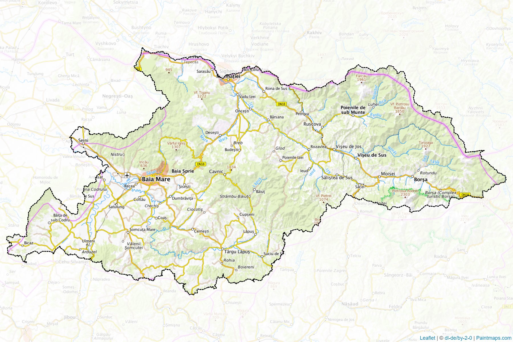 Muestras de recorte de mapas Maramureş (Rumania)-1