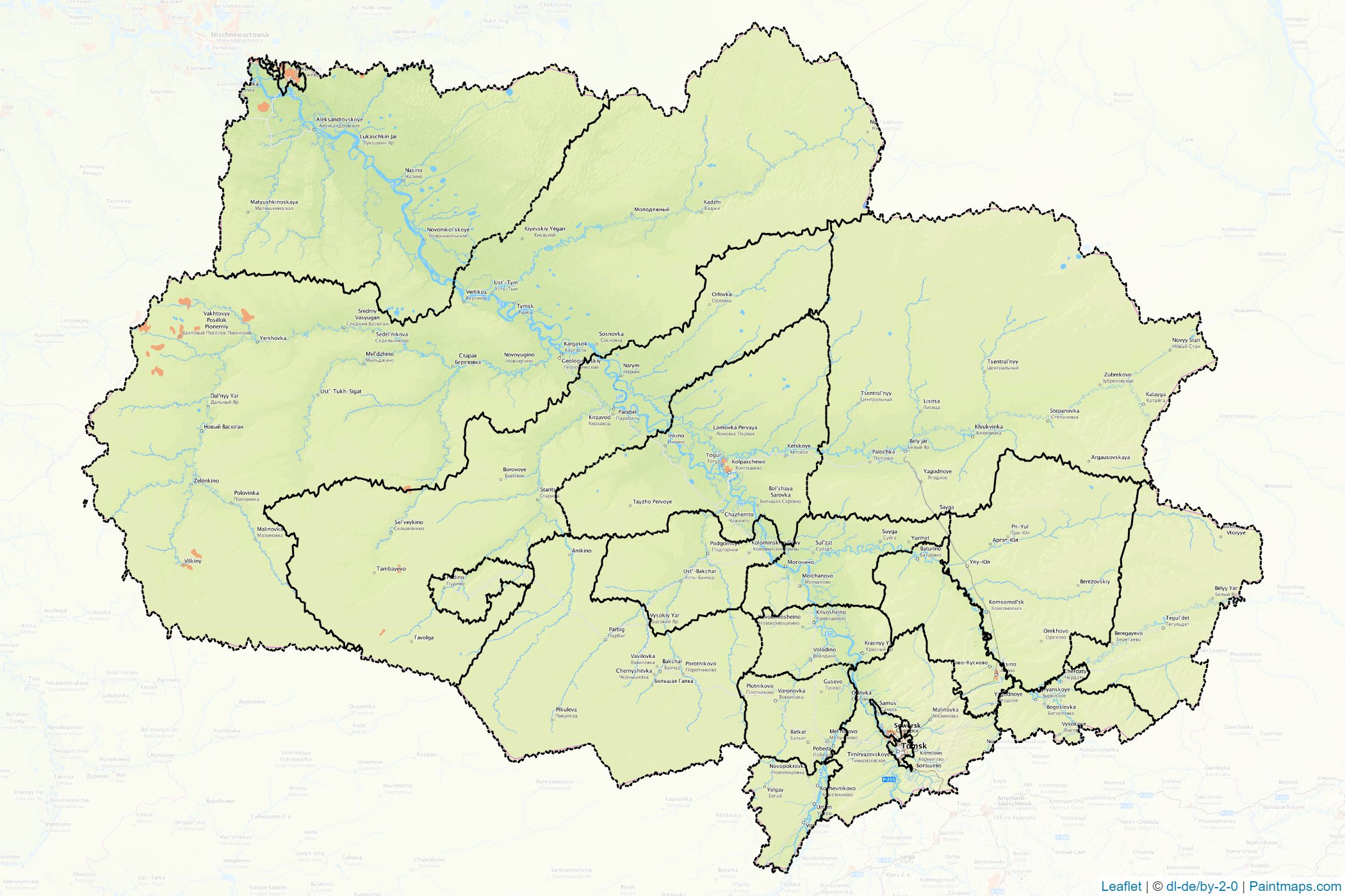 Muestras de recorte de mapas Tomsk (Federación Rusa)-1