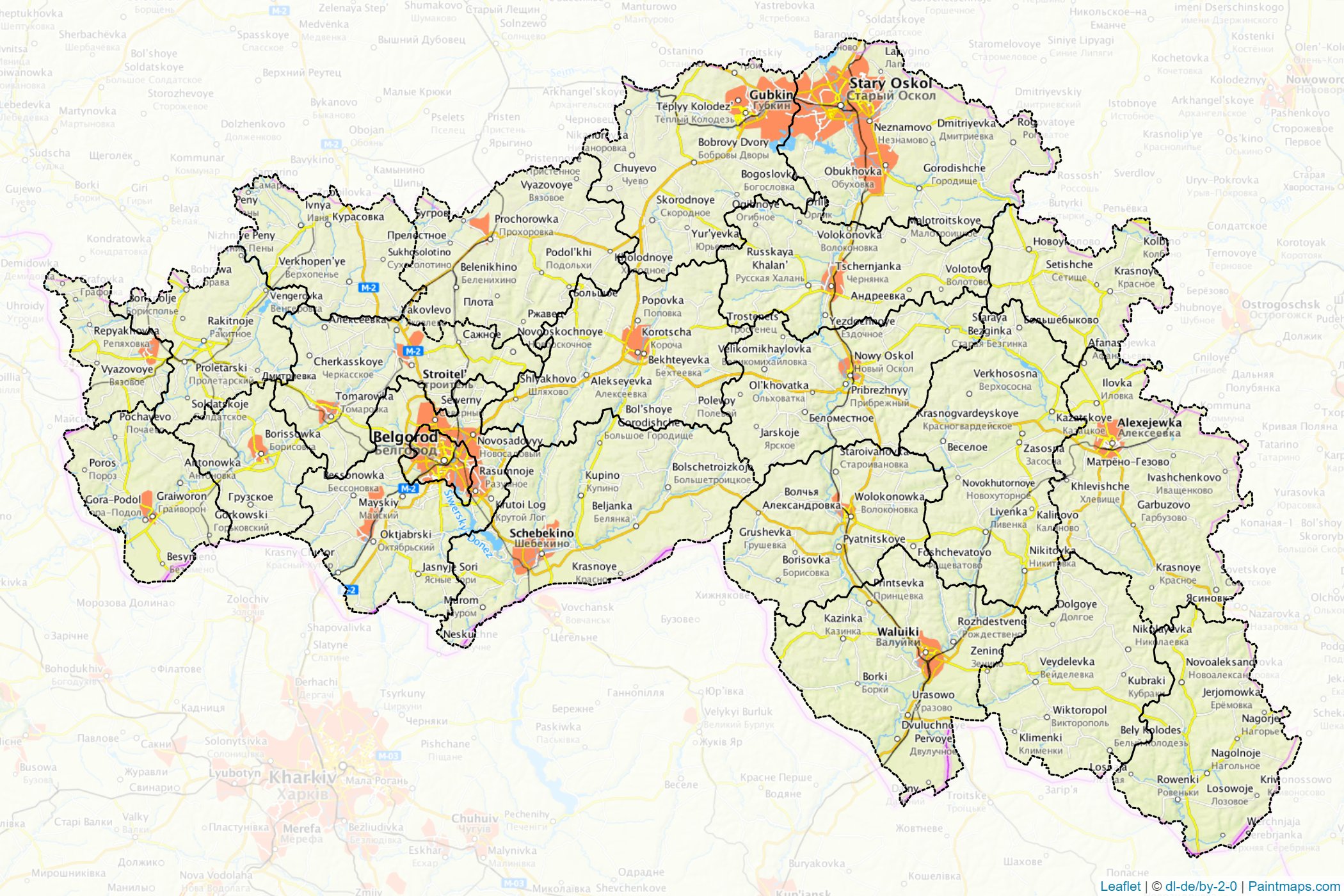 Muestras de recorte de mapas Belgorod (Federación Rusa)-1