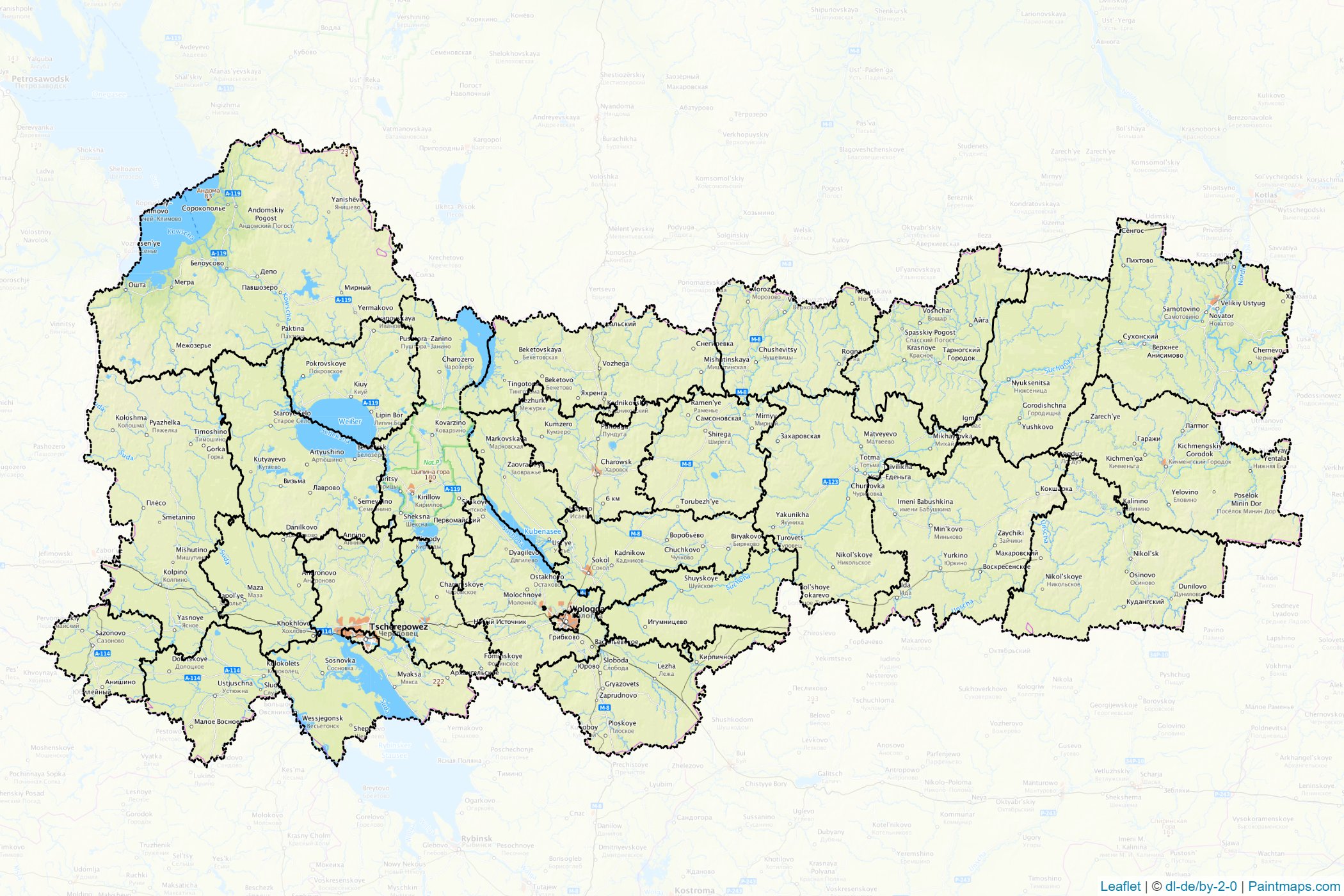 Muestras de recorte de mapas Vologda (Federación Rusa)-1