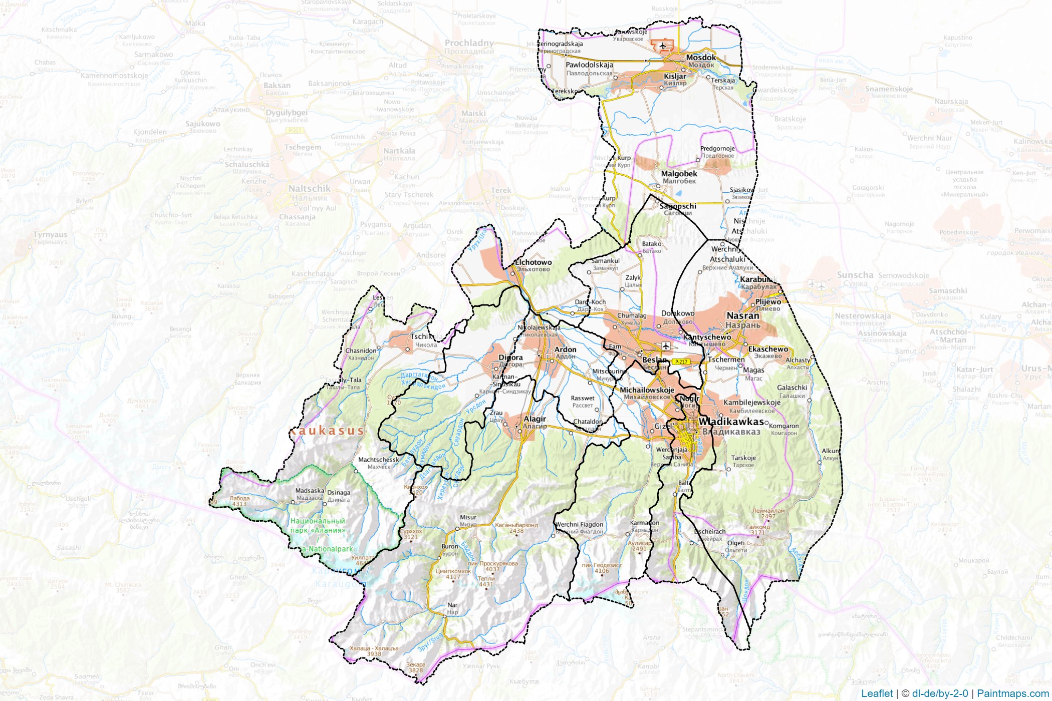 North Ossetia-Alania (Russia) Map Cropping Samples-1