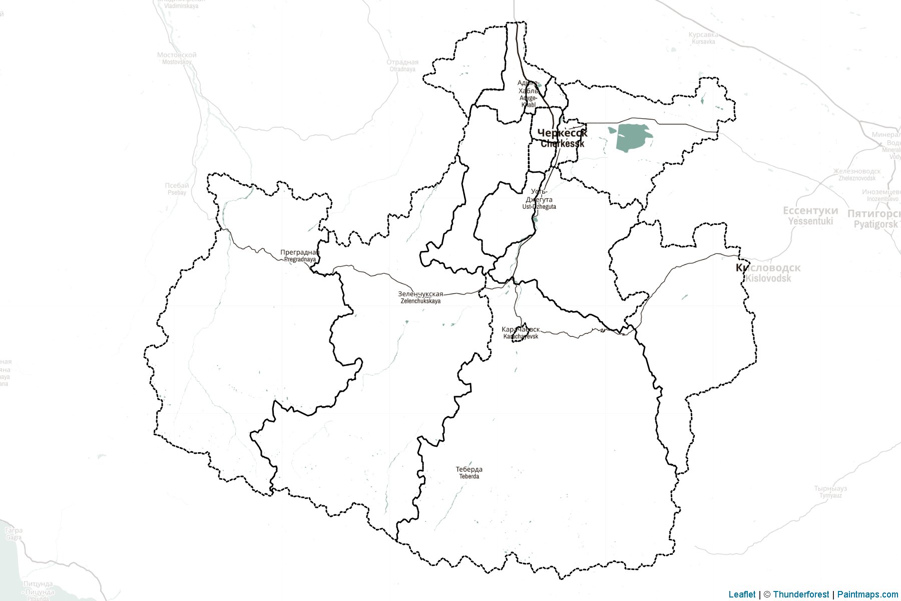 Muestras de recorte de mapas Karachay-Cherkess (Federación Rusa)-2