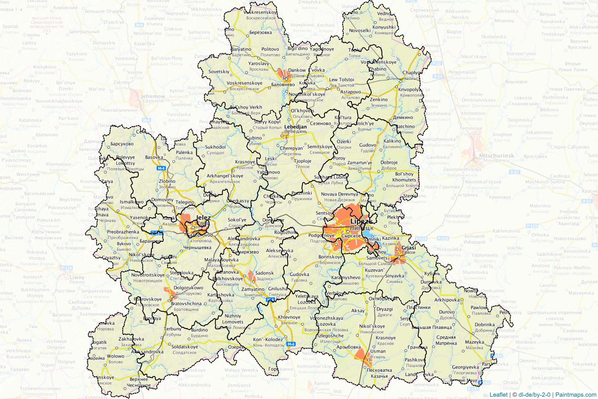 Muestras de recorte de mapas Lipetsk (Federación Rusa)-1