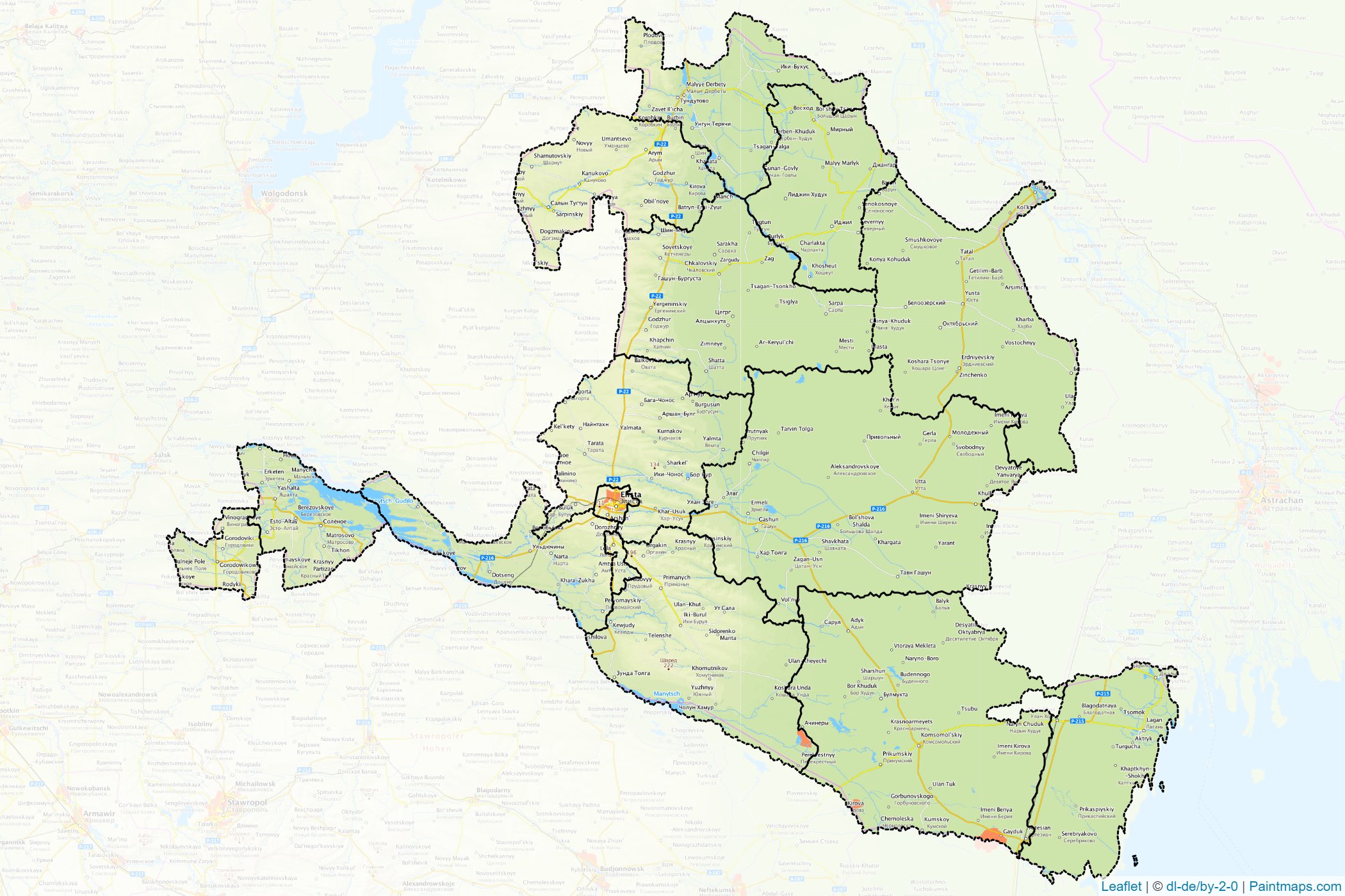 Muestras de recorte de mapas Kalmykia (Federación Rusa)-1