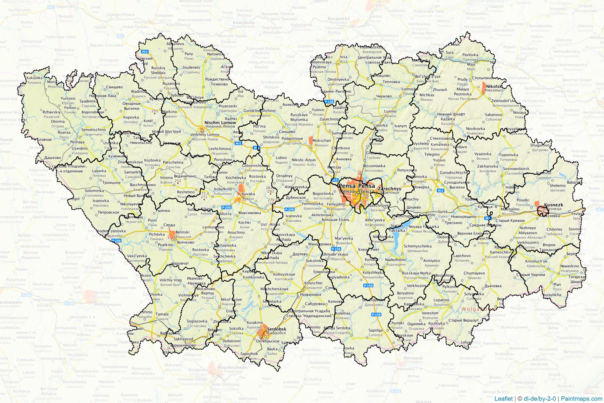 Muestras de recorte de mapas Penza (Federación Rusa)-1