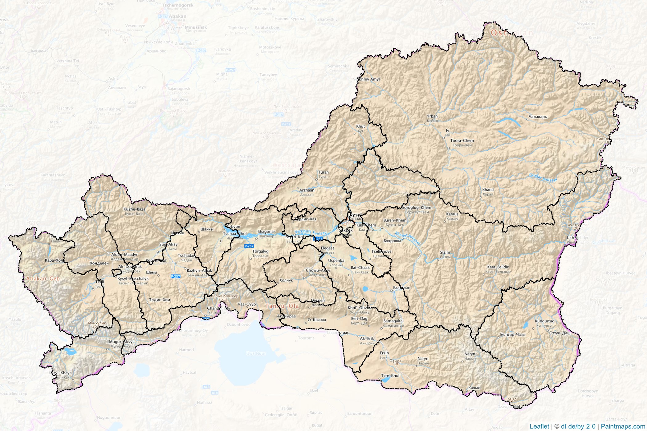 Tuva (Russia) Map Cropping Samples-1