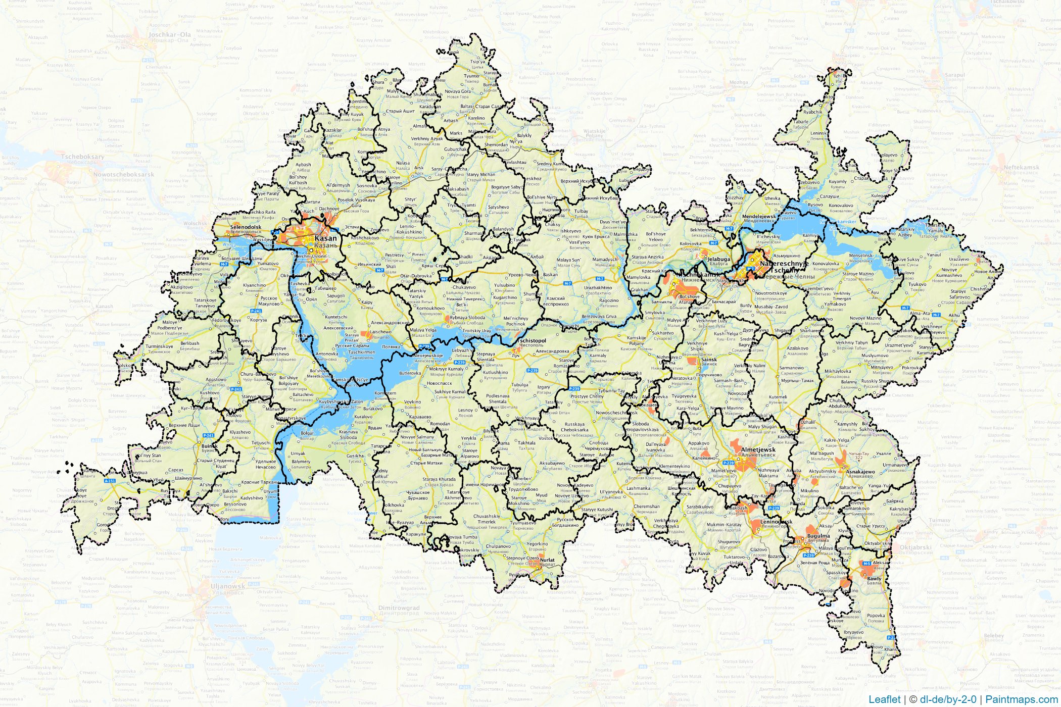 Muestras de recorte de mapas Tatarstan (Federación Rusa)-1