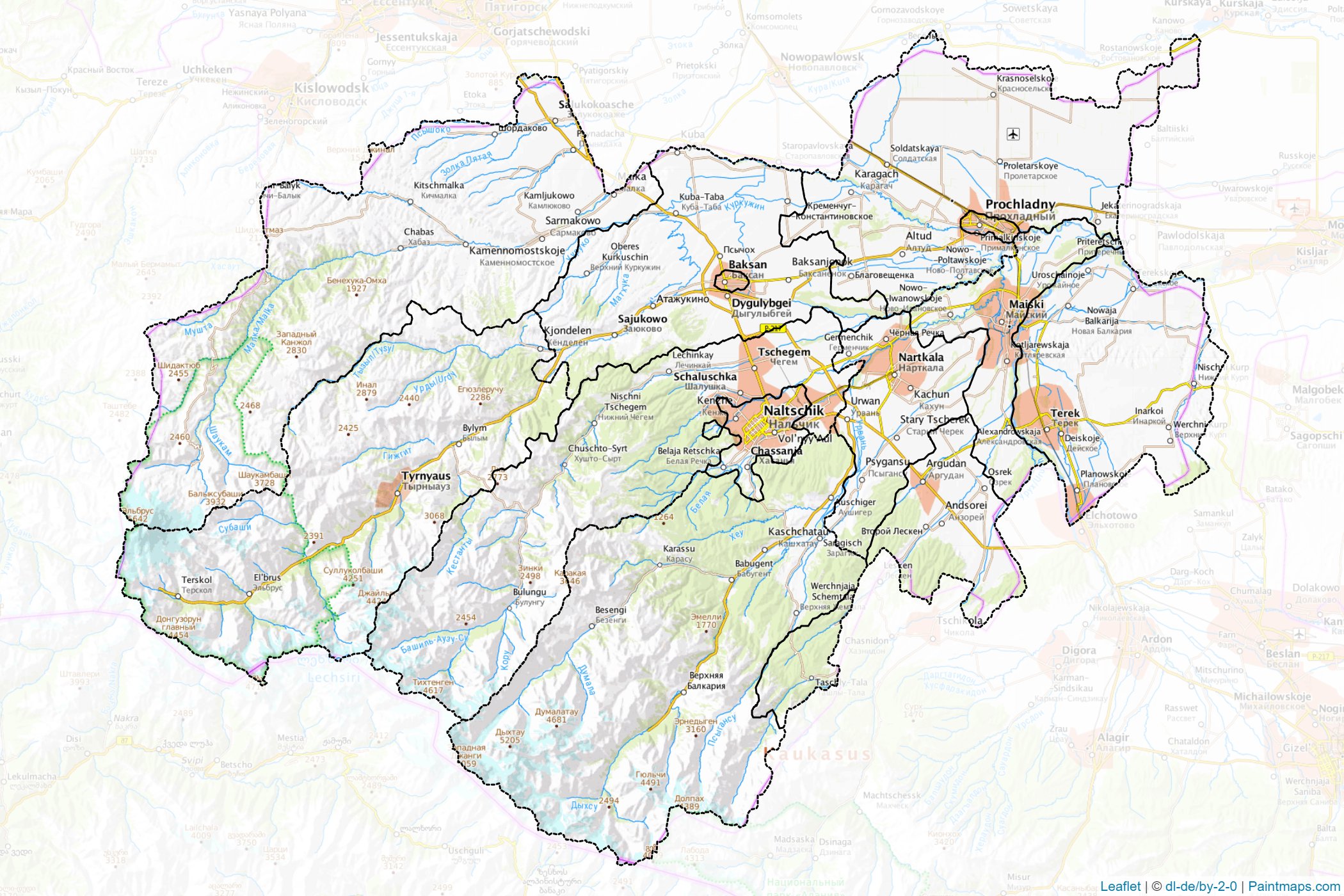 Kabardino-Balkar (Russia) Map Cropping Samples-1