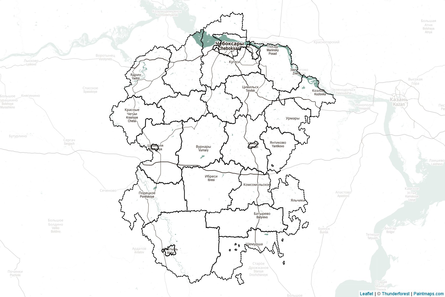 Muestras de recorte de mapas Chuvash (Federación Rusa)-2