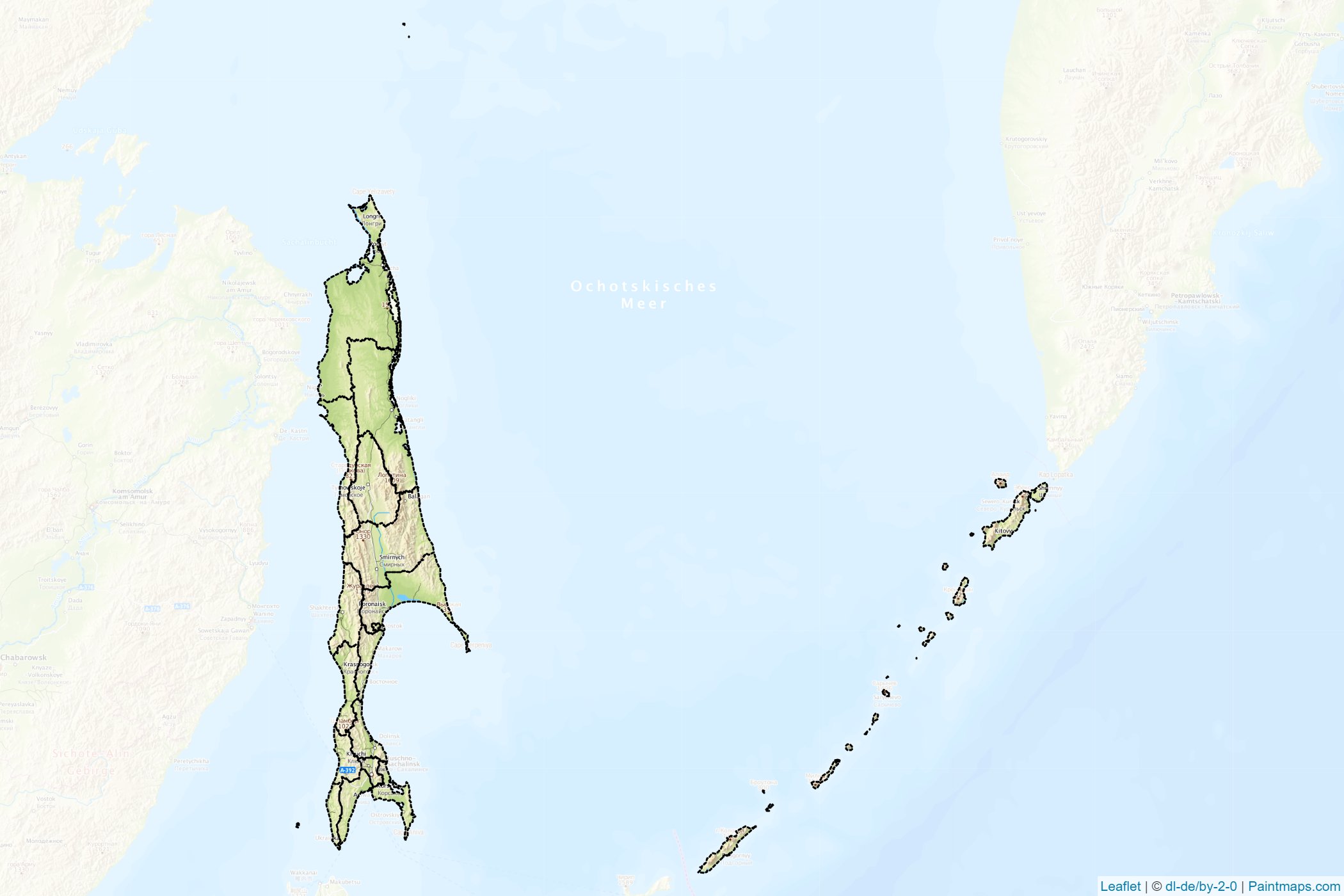 Muestras de recorte de mapas Sakhalin (Federación Rusa)-1