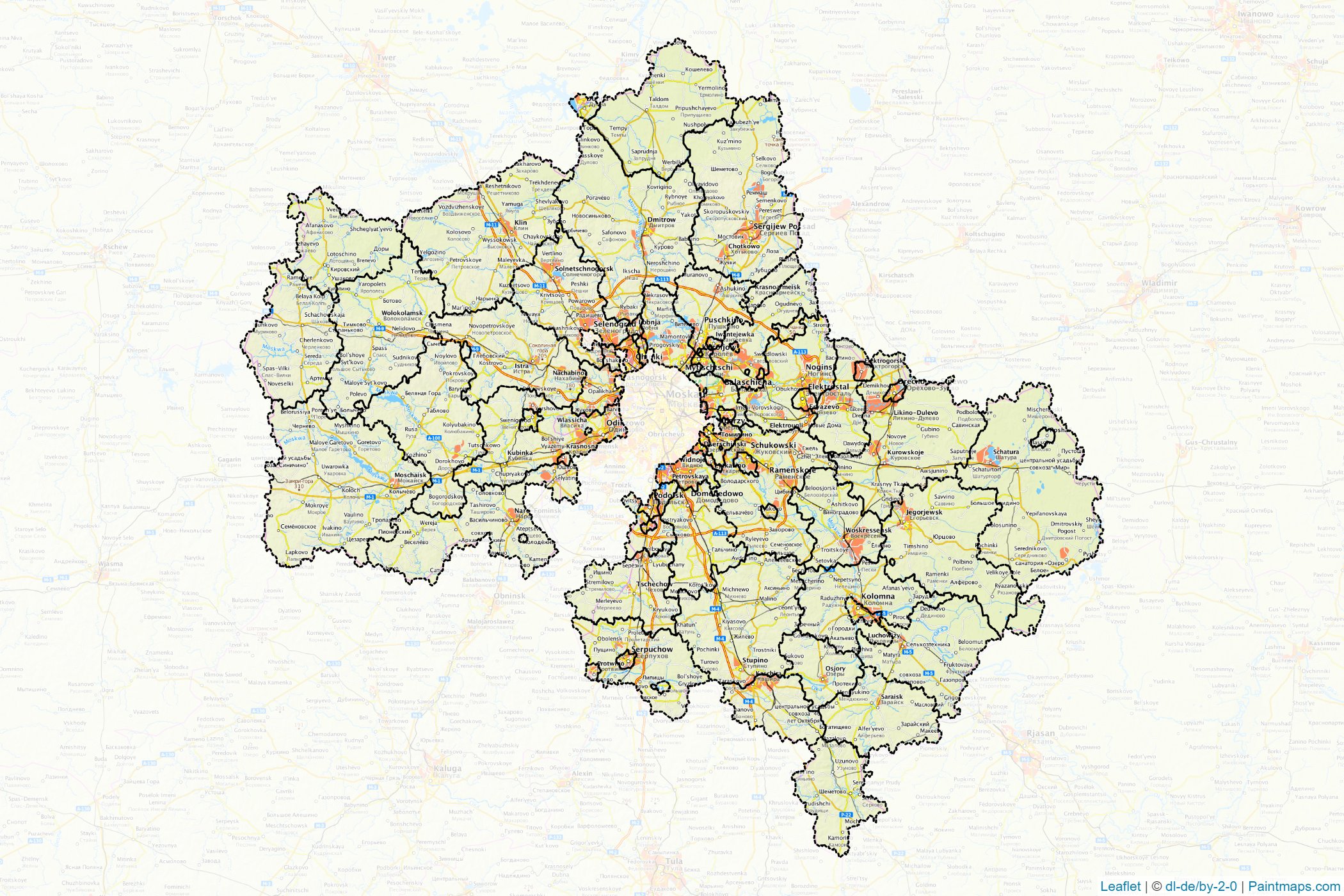 Muestras de recorte de mapas Moscow Oblast (Federación Rusa)-1