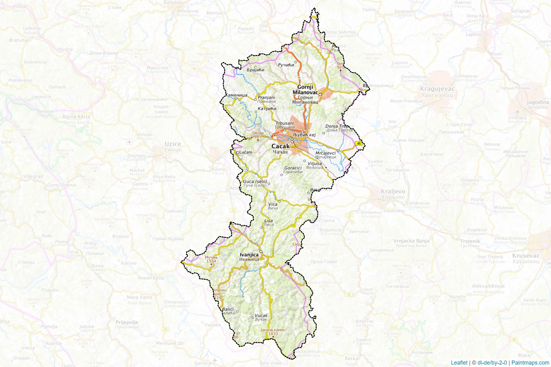 Moravički upravni okrug (Central Serbia) Haritası Örnekleri-1