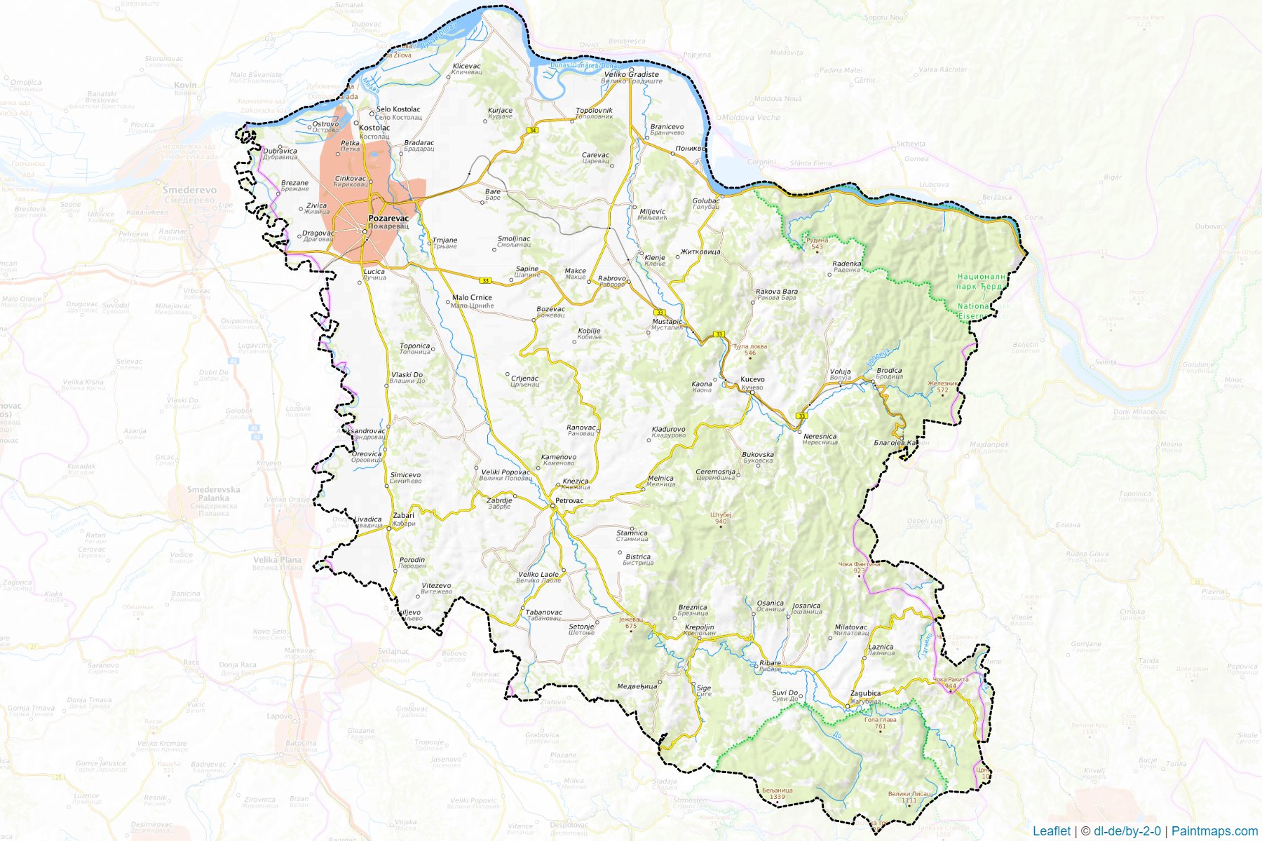 Branicevo District (Central Serbia) Map Cropping Samples-1