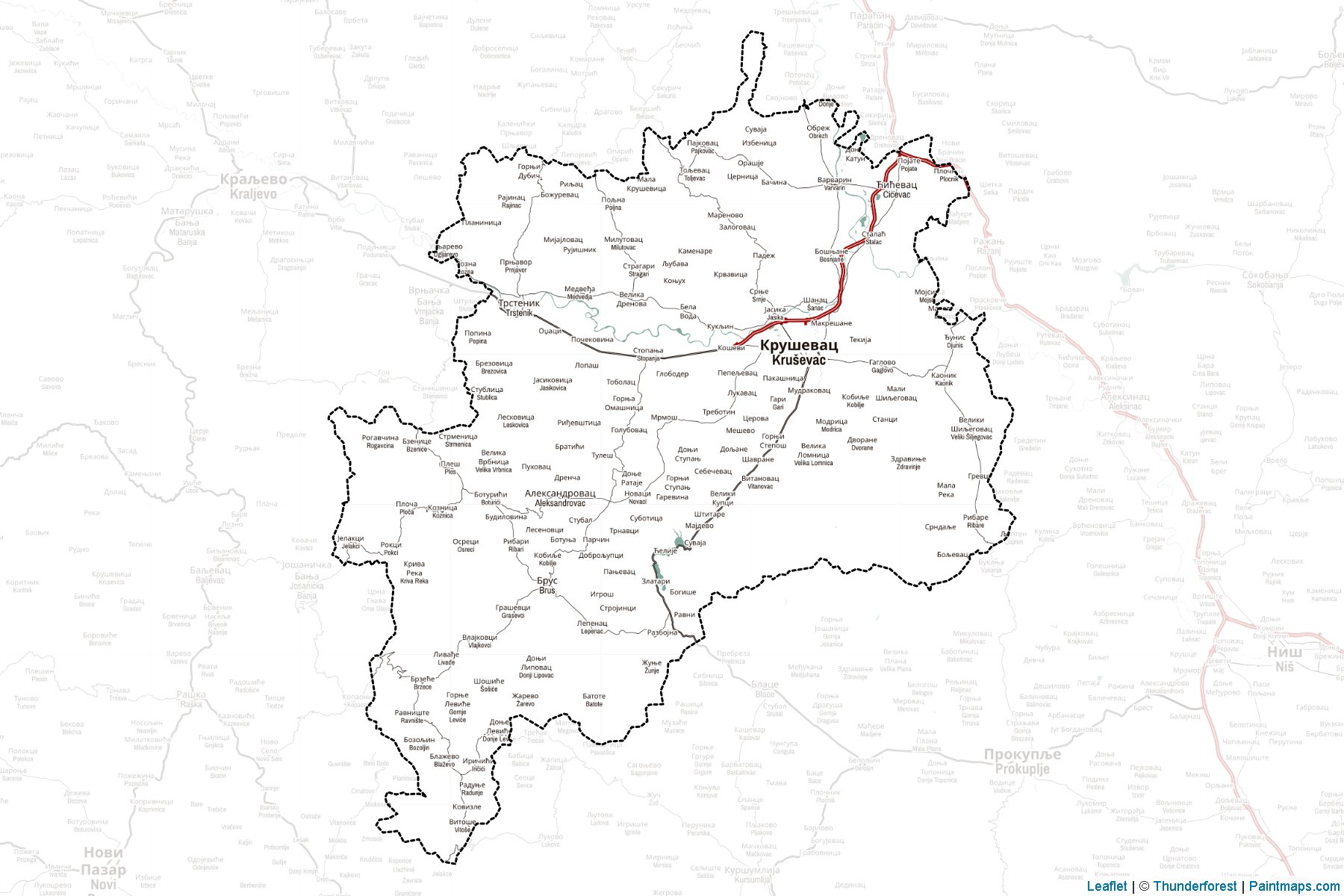 Muestras de recorte de mapas Rasinski upravni okrug (Central Serbia)-2